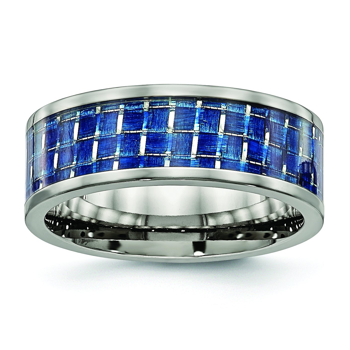 Men's Titanium Wedding Band Ring - Polished with Blue Carbon Fiber Inlay - Durable & Lightweight for Everyday Wear, Anniversary Gifts & Special Occasions