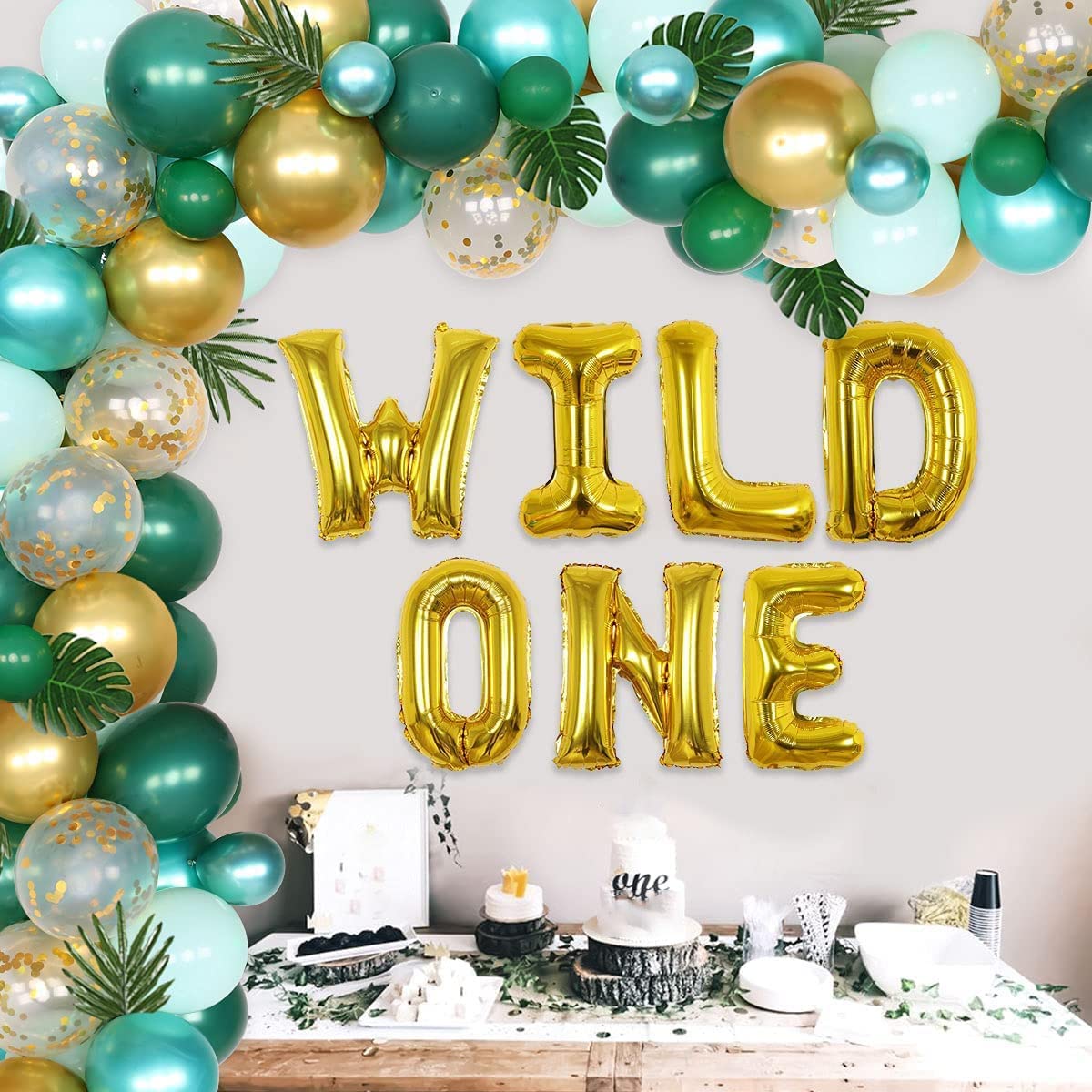 Wild One Birthday Decorations for Boys & Girls - Jungle Safari Theme 1st Birthday Party Supplies - Green Balloon Garland Arch Kit | Perfect for Baby's First Birthday, Jungle-Themed Parties & Photo Backdrops