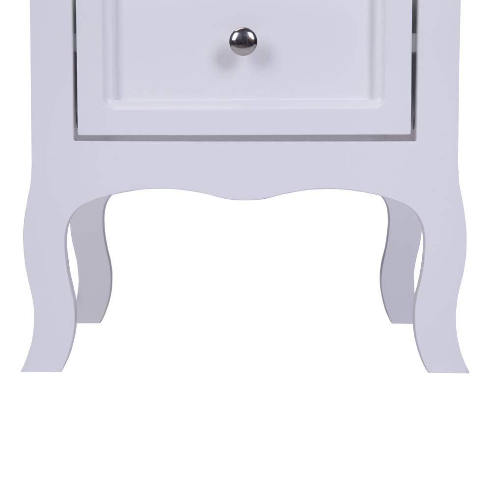 2-Piece White Wooden Nightstand Set with 2 Drawers - Bedside Table, Sofa Side Table for Bedroom & Living Room - Perfect as Lamp Table, Accent Furniture for Home Decor