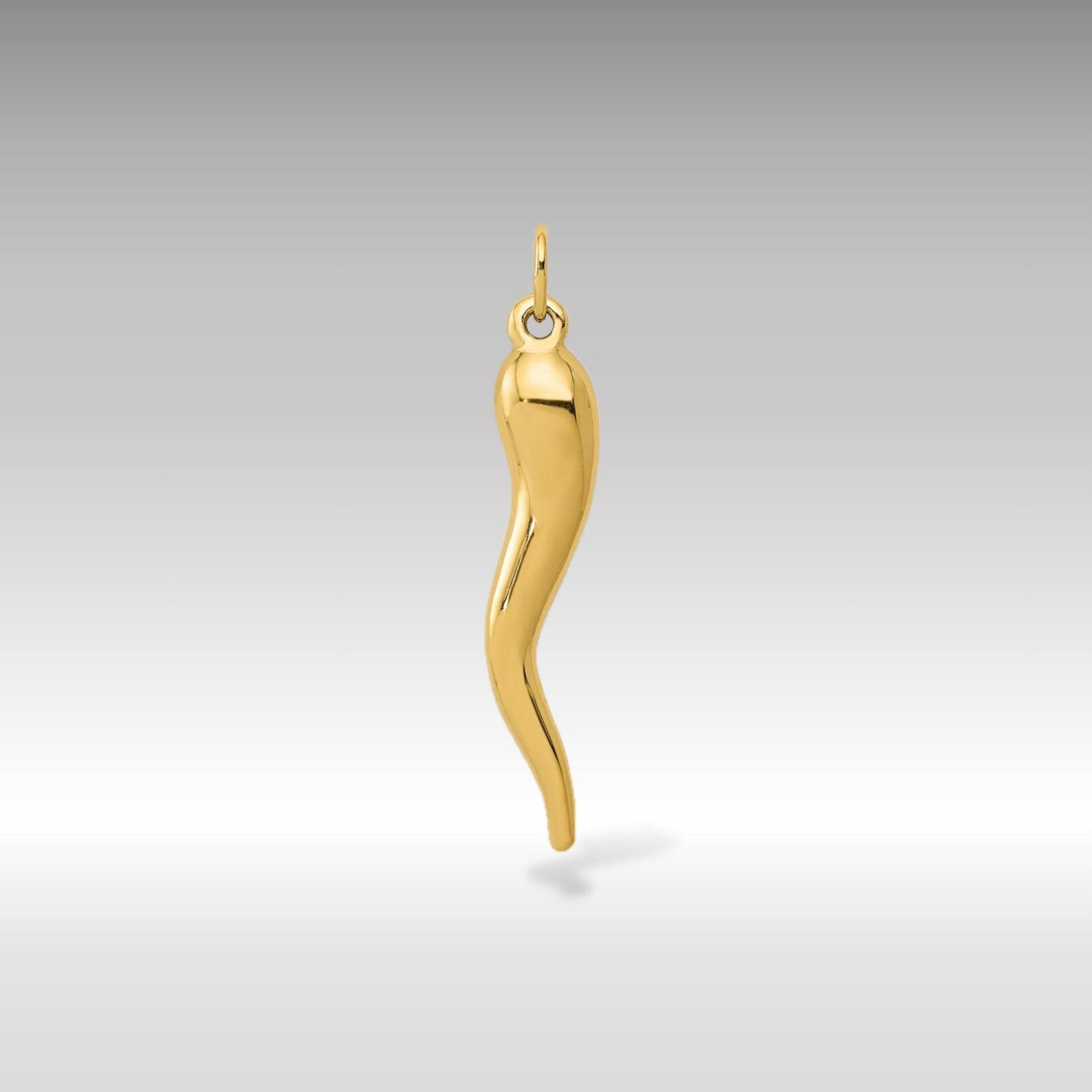 Italian Gold Large Polished 3D Horn Charm Pendant - Model C3041 | Elegant Jewelry Gift for Women, Men | Perfect for Parties, Weddings & Special Occasions