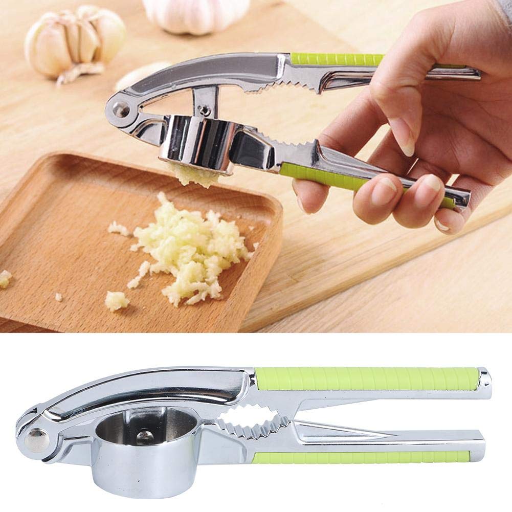 Stainless Steel Garlic Press - Heavy Duty Manual Garlic Mincer, Crusher & Masher with Non-Slip Handle - Perfect for Cooking, Baking & Making Garlic Paste - Ideal for Kitchen, Camping & Outdoor Use