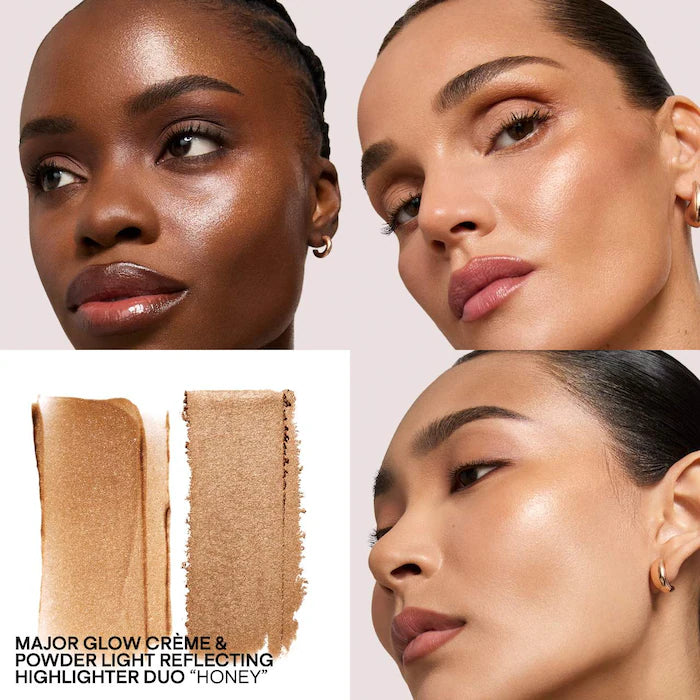 Patrick Ta Major Glow Duo - Cream & Powder Highlighter for a Radiant Glow | Perfect for Contouring & Everyday Makeup