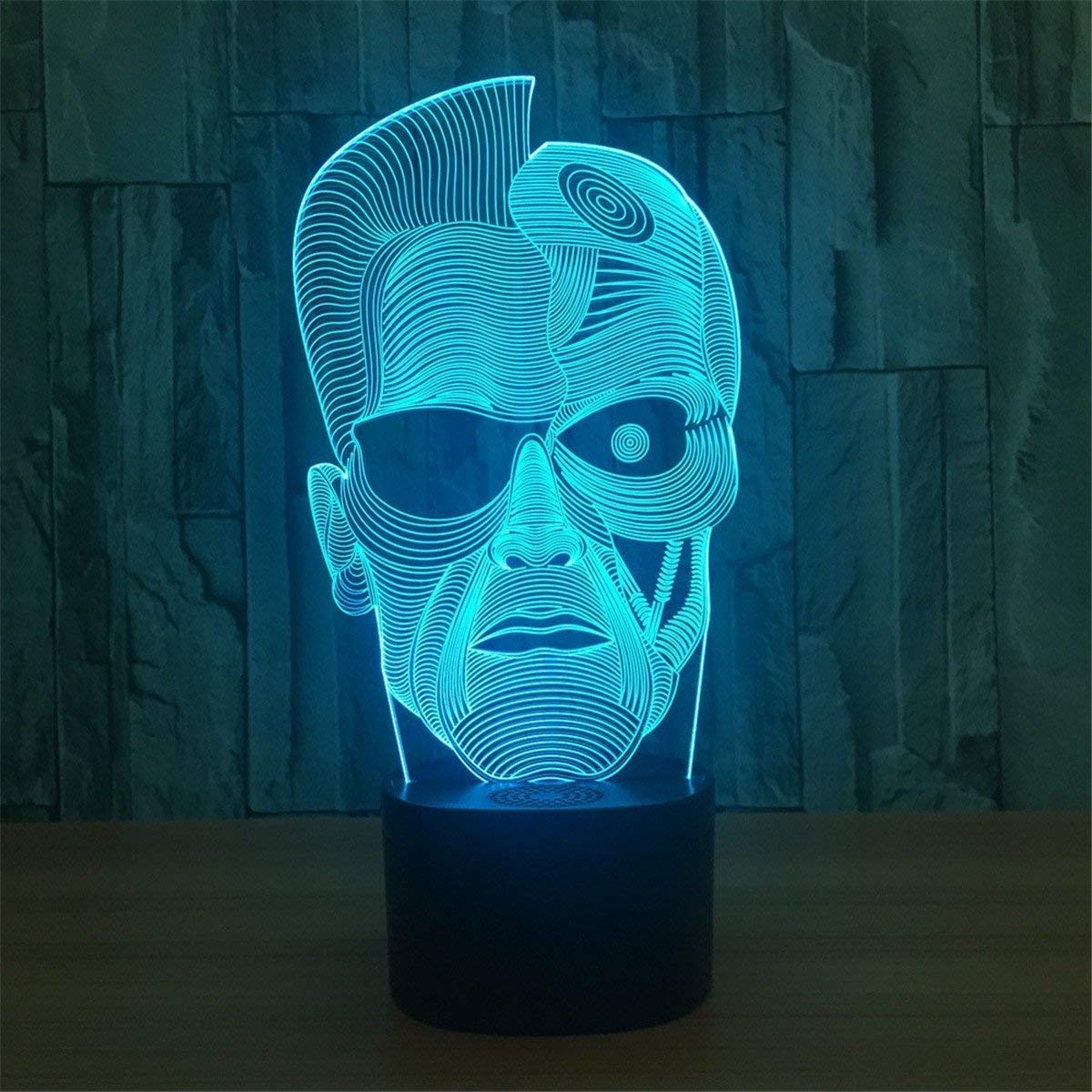 HPBN8 3D Skull Night Light - USB Touch Switch LED Table Lamp with 7 Color Changing Modes, Optical Illusion Decor for Home, Bedroom, Office Desk - Perfect Gift for Halloween, Birthday & Room Decoration