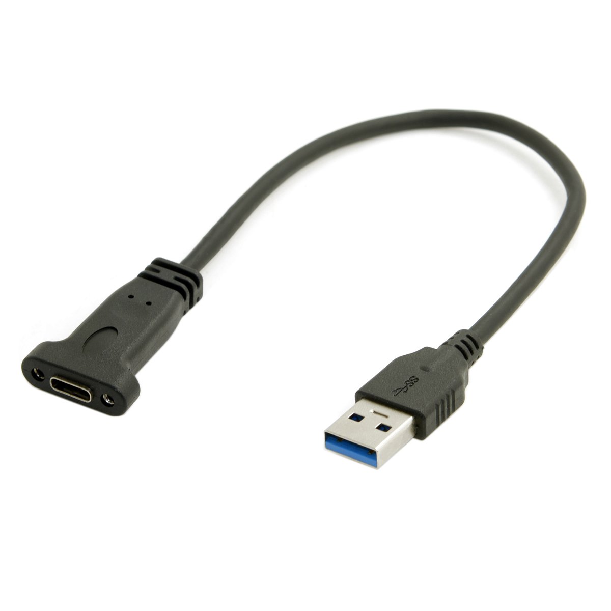 Chenyang CY USB 3.0 Type A to Type C Female Adapter Cable - 20cm with Panel Mount Screw Hole for Computer, Laptop, Smartphone & Tablet Charging & Data Transfer