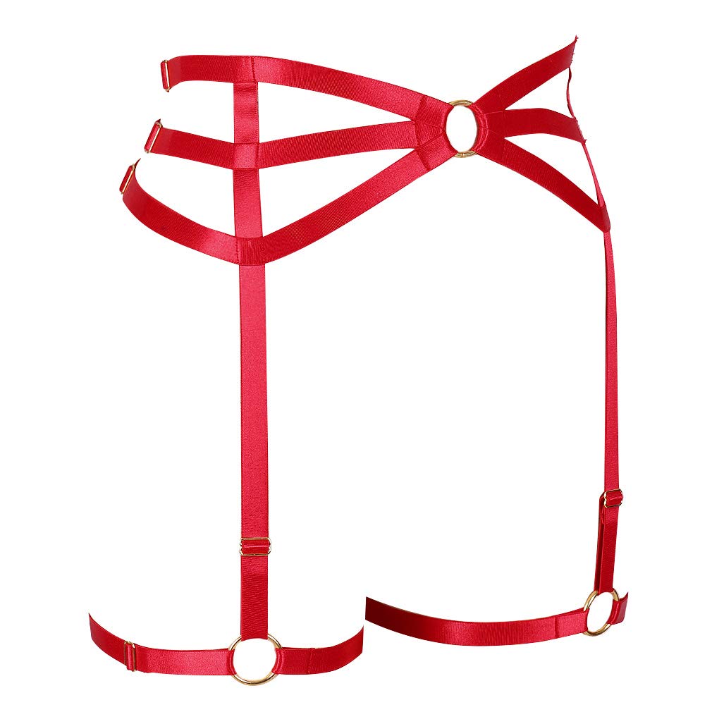 Sexy Women's Bandage Caged Body Harness & Garter Belt Set - Adjustable Waist & Thigh Straps for Stockings - Perfect for Lingerie, Cosplay, Halloween & Boudoir Photography