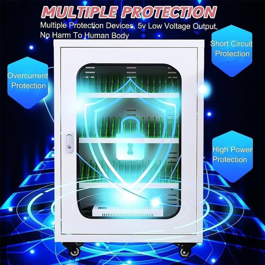 12-Slot USB Charging Station & Phone Storage Locker - Rechargeable Mobile Phone Jail Cabinet for Cell Phones & Tablets | Perfect for Office, Classroom, Gym & Public Spaces