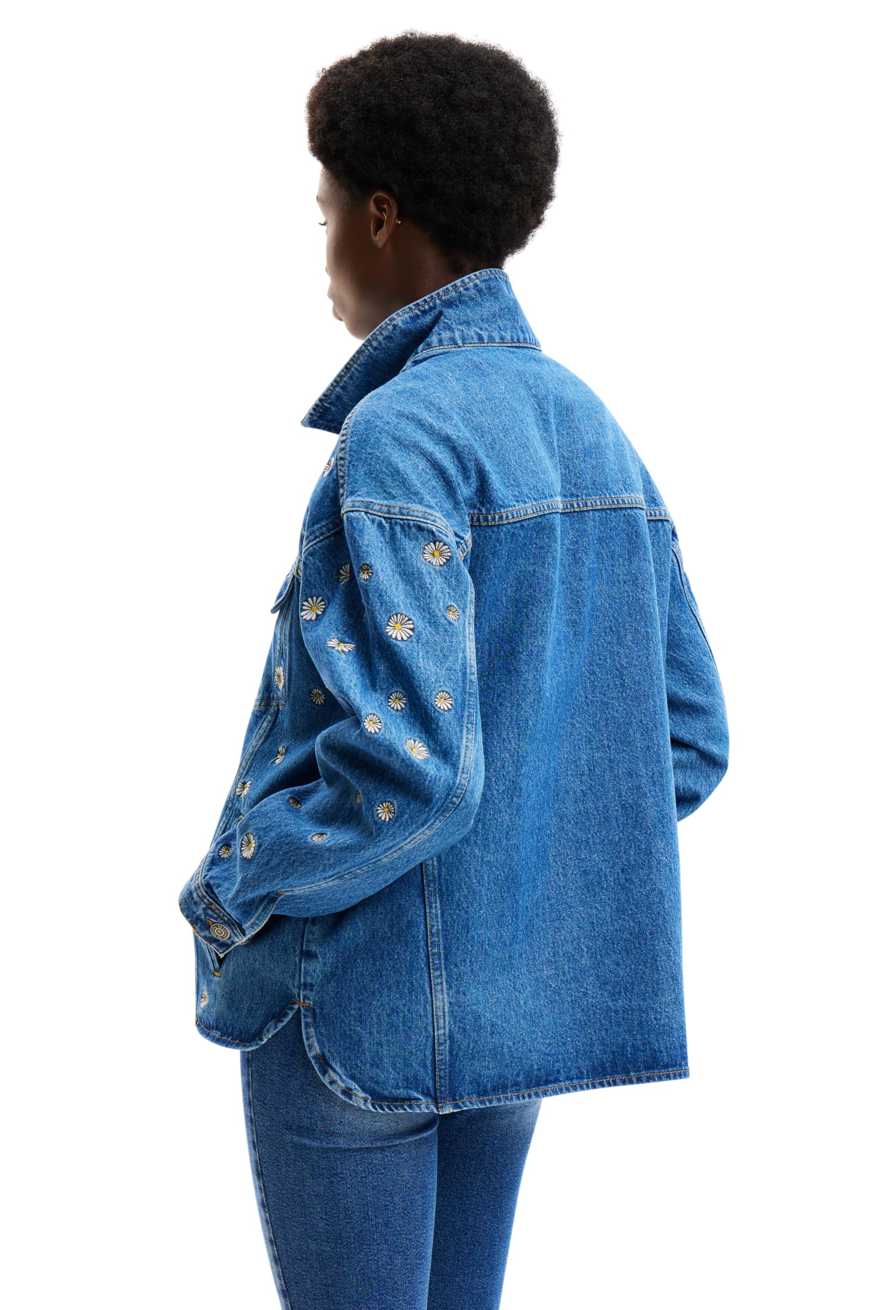 Desigual Women's Denim Trucker Jacket - Stylish Vintage Distressed Jean Jacket for Casual Outfits & Fall Layering | Perfect for Streetwear, Date Nights & Weekend Adventures