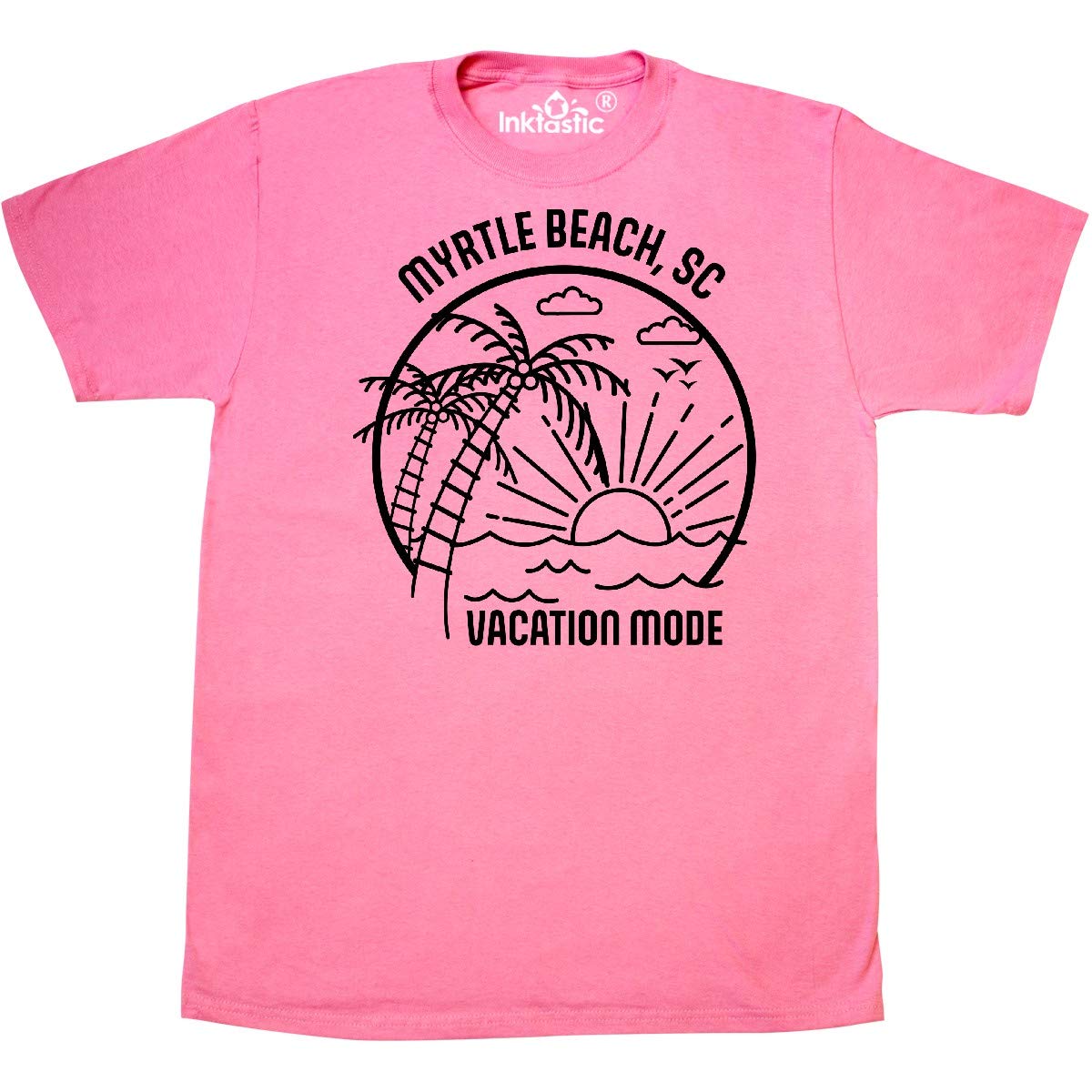 Inktastic Summer Vacation Mode Myrtle Beach South Carolina Graphic T-Shirt - Comfortable Cotton Tee for Beach Trips & Coastal Getaways