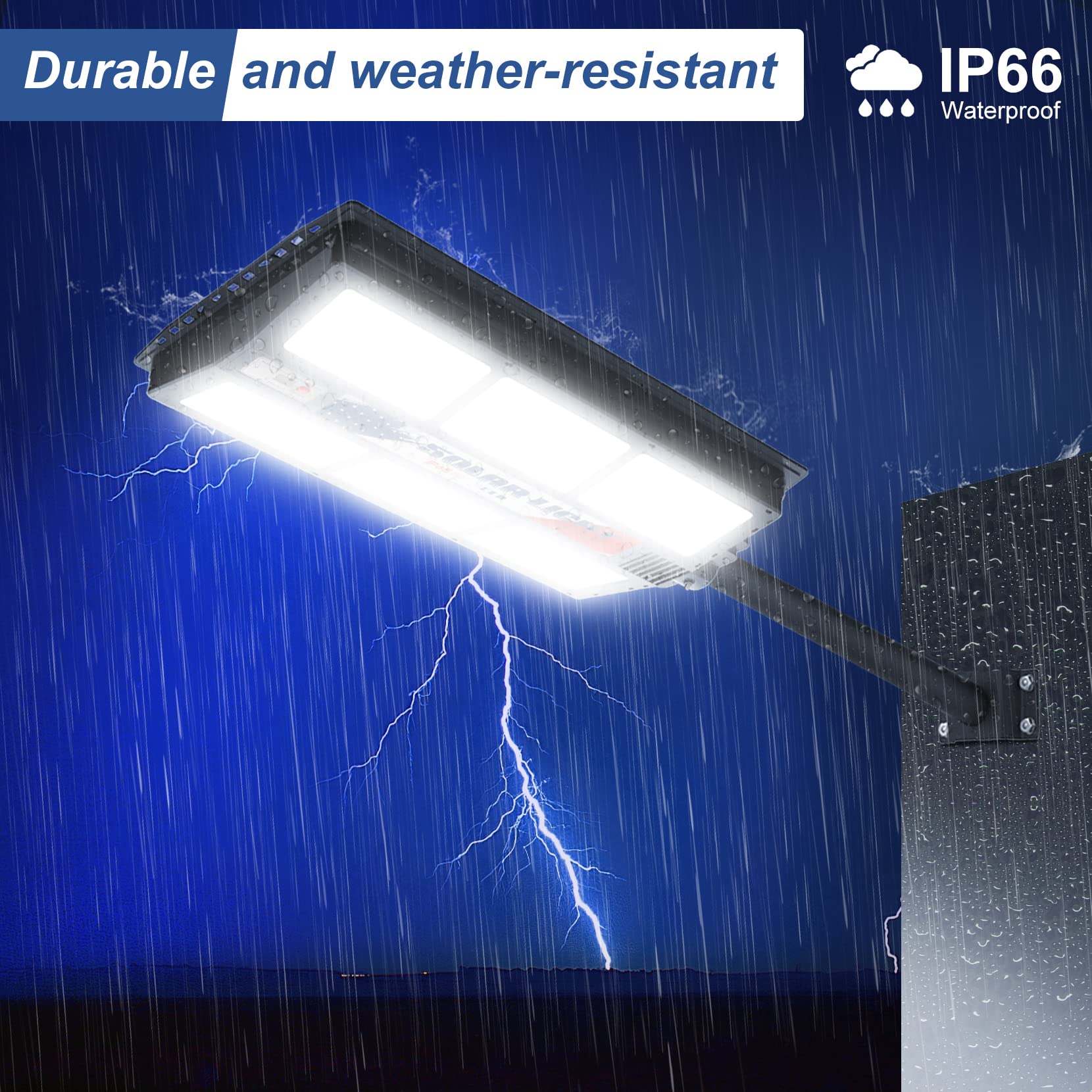 3600W Solar Street Lights Outdoor Waterproof - 6500K 80000LM LED Solar Parking Lot Lights with Dusk to Dawn Sensor, Wide Angle Motion Detection & Remote Control for Yard, Path, Driveway, Garden, and Parking Area Lighting