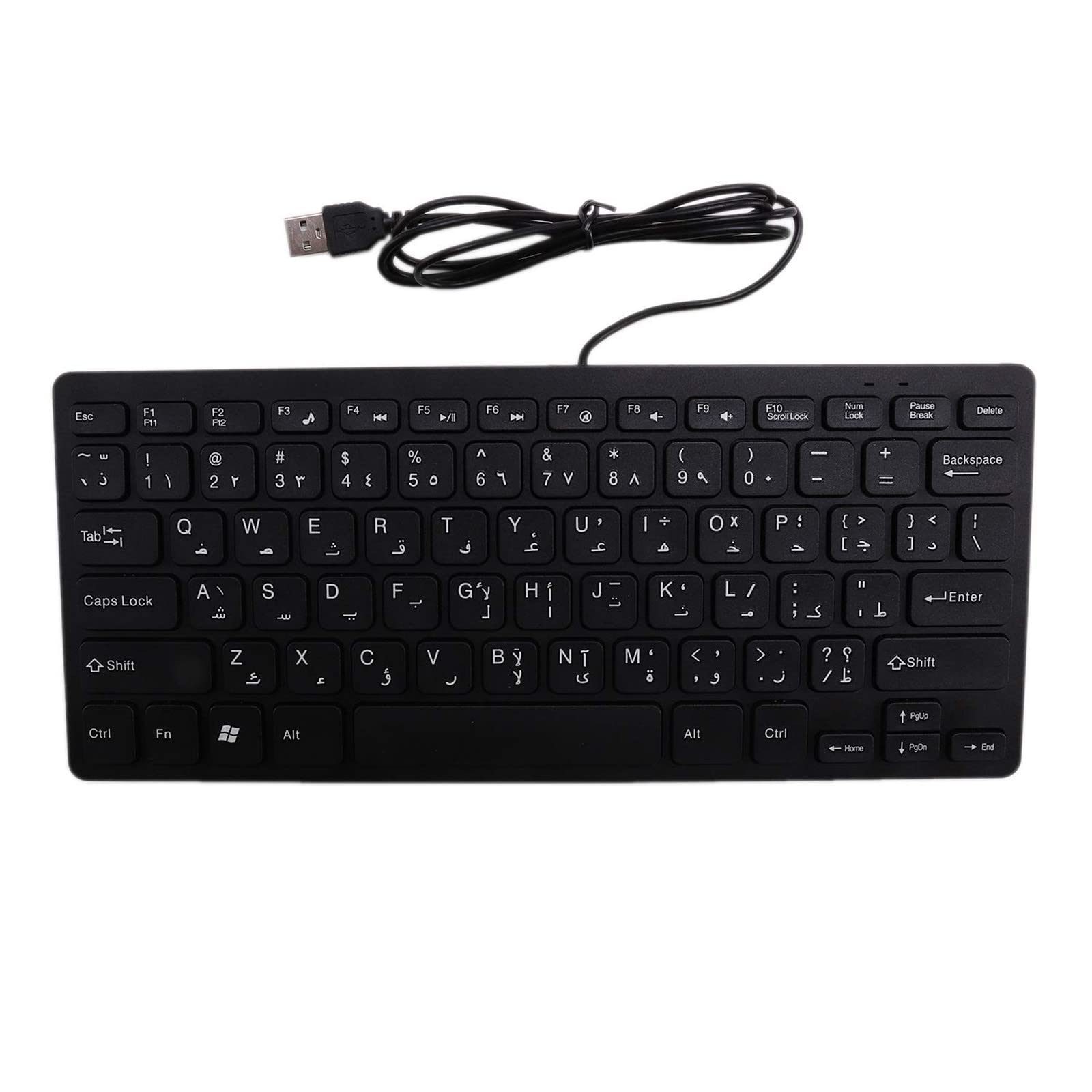 USB Wired PC Keyboard - Arabic/English Bilingual Layout for Windows, Mac, Laptop & Tablet - Ergonomic Design for Office Work, Gaming & Typing - Compatible with iOS & Business Computers (Black)