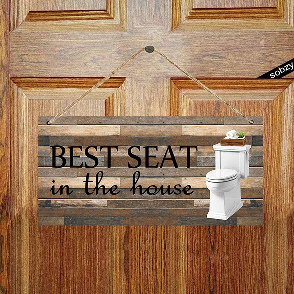 Best Seat in the House Bathroom Sign - Funny Farmhouse Rustic Wall Decor Plaque | Perfect for Bathroom, Powder Room & Home Decor