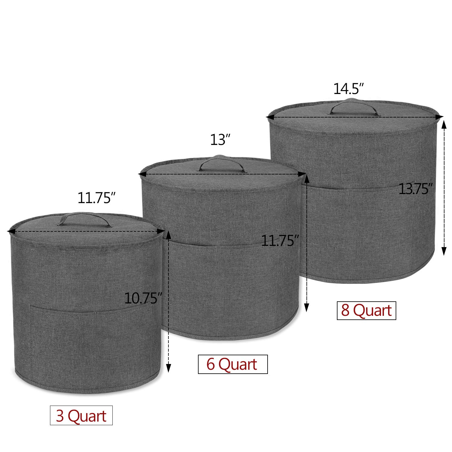 Luxja 8 Quart Instant Pot Dust Cover - Gray Cloth Cover with Storage Pockets for Instant Pot & Accessories | Perfect for Kitchen Storage & Countertop Protection
