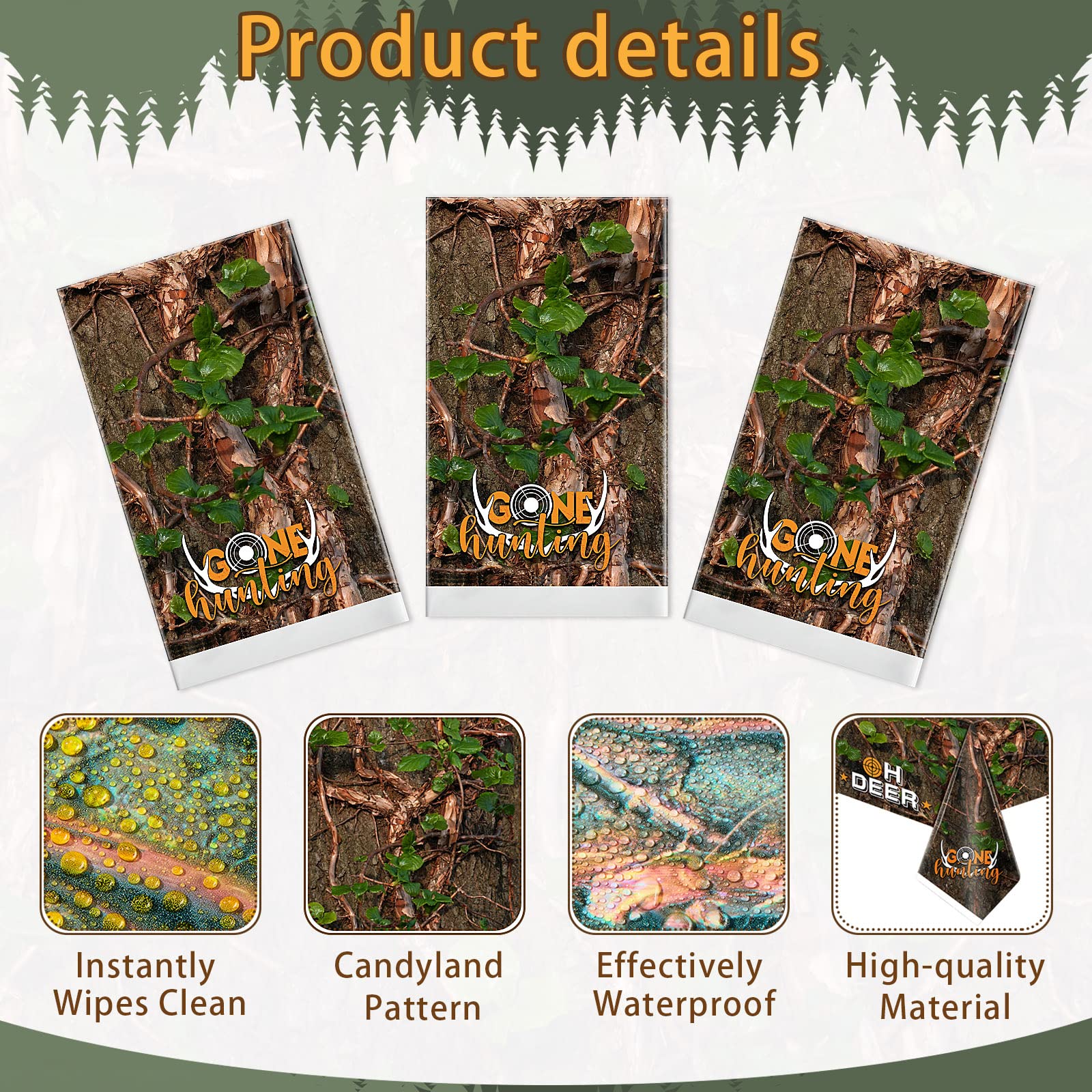 Camo Hunting Tablecloths - 3-Piece Plastic Camouflage Table Covers for Birthday Parties, Baby Showers & Outdoor Events - Durable Decorations for Hunting Theme Parties & Camping Gatherings