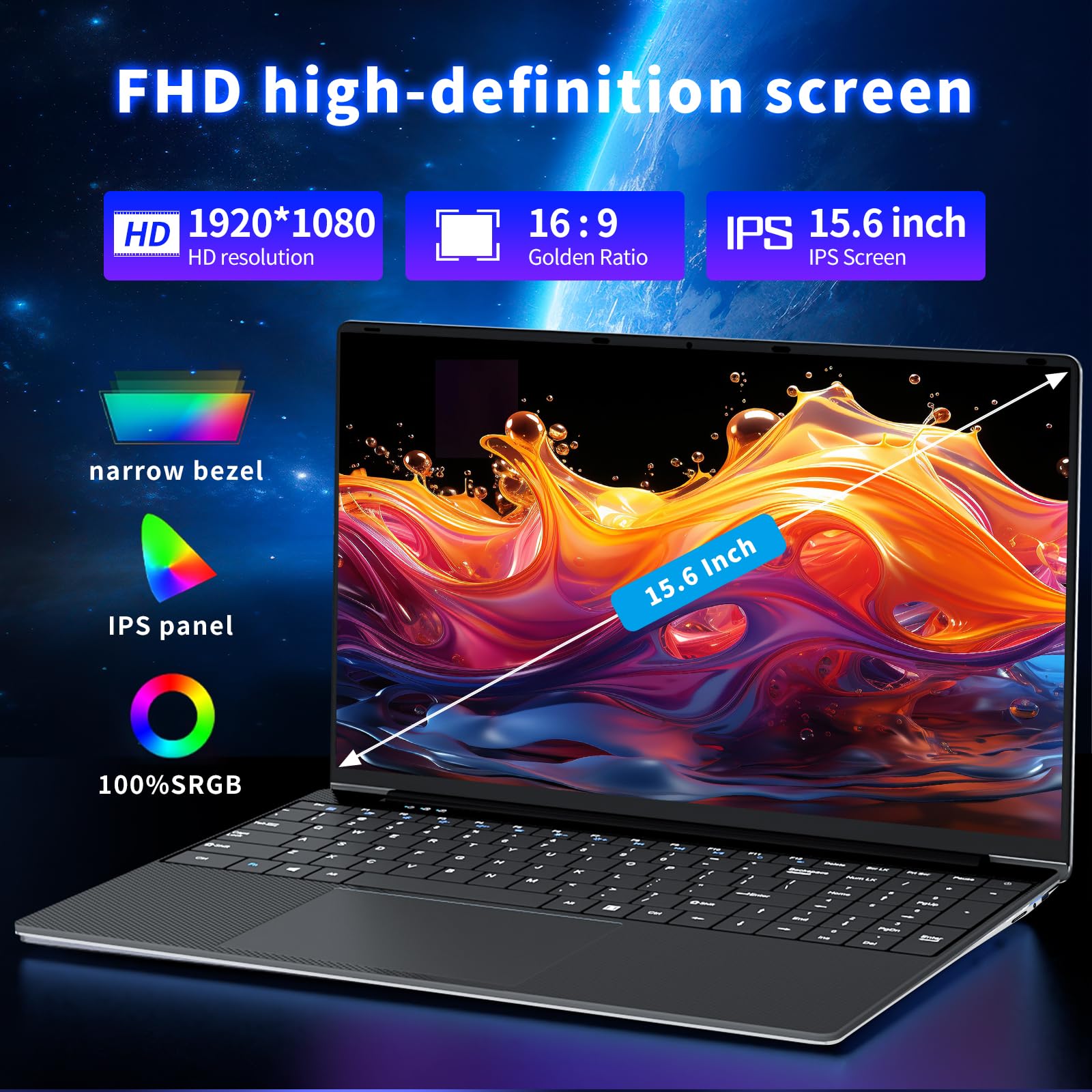 KUU 15.6 Inch Gaming Laptop - Intel Core i5 Processor up to 3.60GHz, 16GB RAM, 512GB SSD, Full HD IPS Display, 180° Hinge - Perfect for Students, Business & Home Office Use