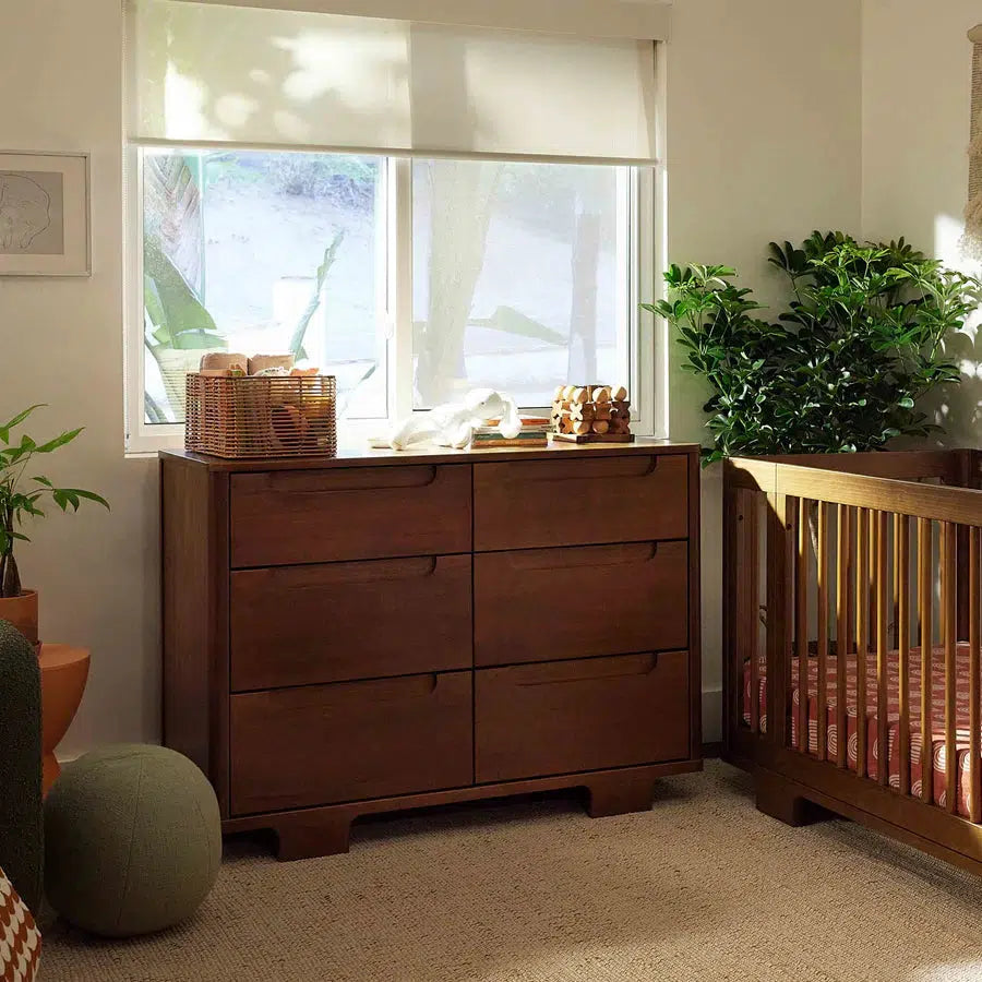 Babyletto Yuzu 6-Drawer Changing Table Dresser in Natural Walnut - Perfect Nursery Storage for Diapers & Baby Clothes