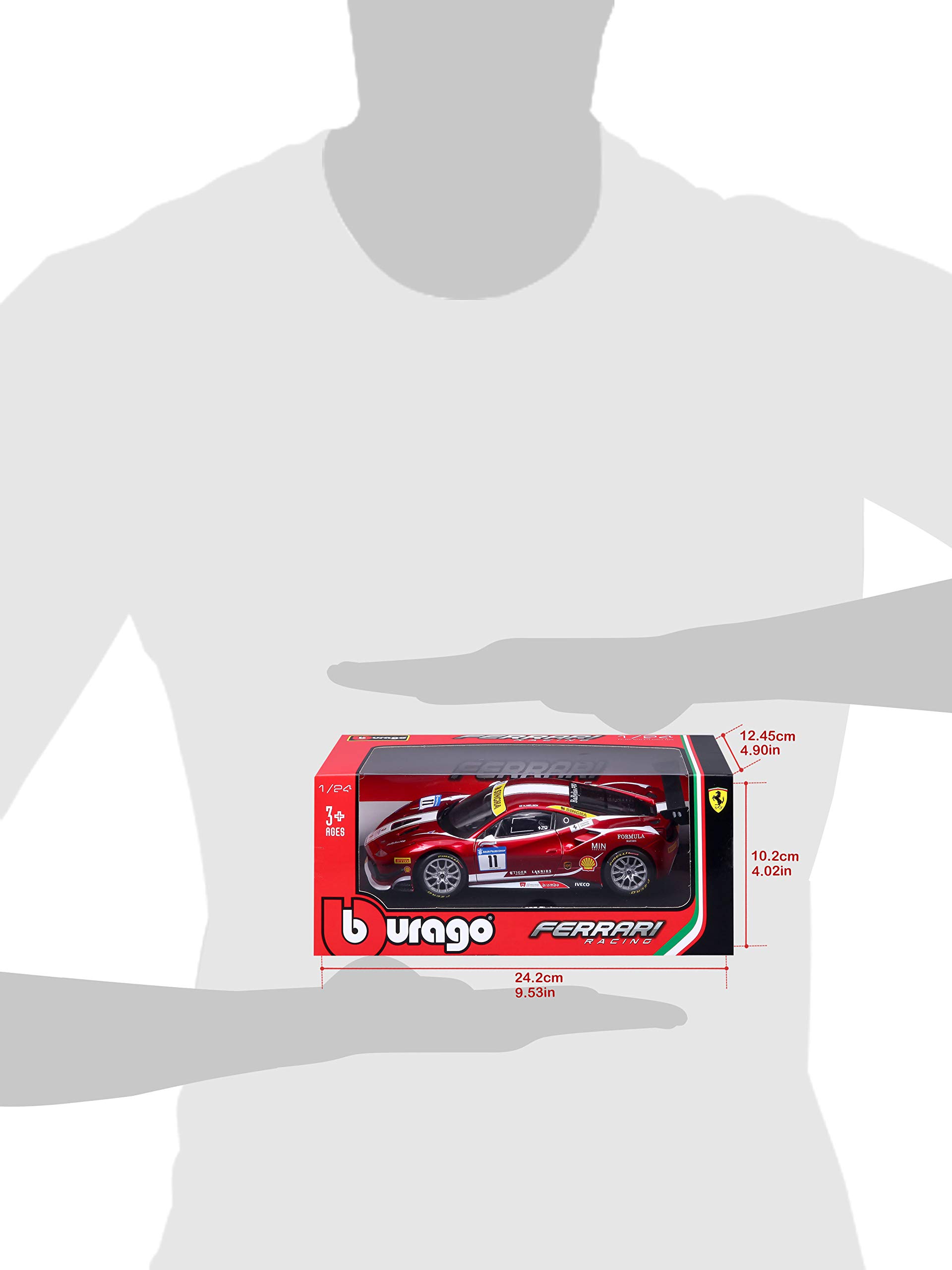 Bburago 1:24 Scale Ferrari 488 Challenge Diecast Model Car - Red Collectible Racing Toy for Adults & Kids | Perfect for Display, Gifts, and Racing Enthusiasts