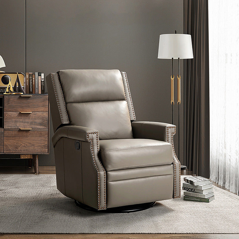 Canace Modern Genuine Leather Manual Glider Rocker Recliner Chair - Comfortable Swivel Lounge Chair for Living Room, Nursery, and Office Relaxation