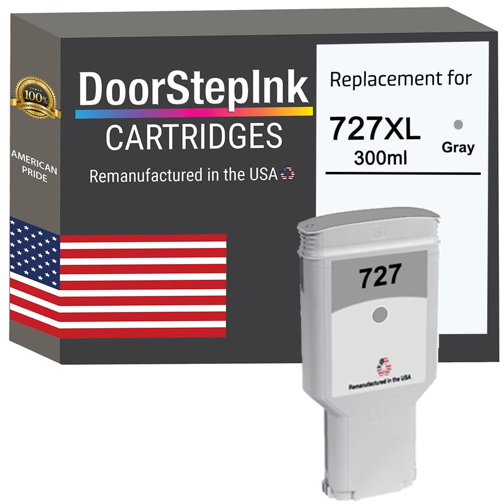 USA Remanufactured HP 727 300ml Gray F9J80A Ink Cartridge Replacement for DesignJet T1500 T2500 T920 T930 Printers - Perfect for Office Printing, CAD Drawings & Large Format Graphics