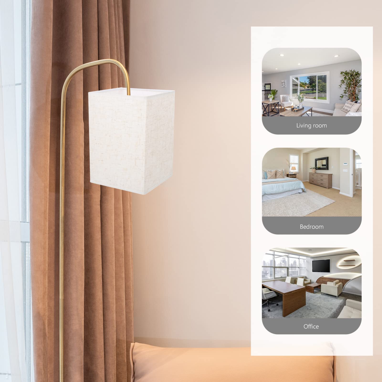 ARTIBETTER White Linen Rectangular Lamp Shade - Clip-On Light Cover Replacement for Floor, Table & Wall Lamps - Breathable Natural Fabric Lampshade in Beige & White | Perfect for Living Room, Bedroom & Office Lighting Decor