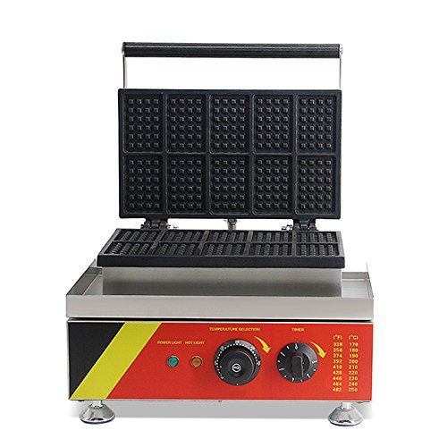 TECHTONGDA Commercial Waffle Maker Machine - Mini Nonstick Belgian Waffle Iron Baker for Home & Kitchen - 110V Electric - Makes 10 Waffles at Once - Perfect for Breakfast, Brunch, Cafes & Restaurants