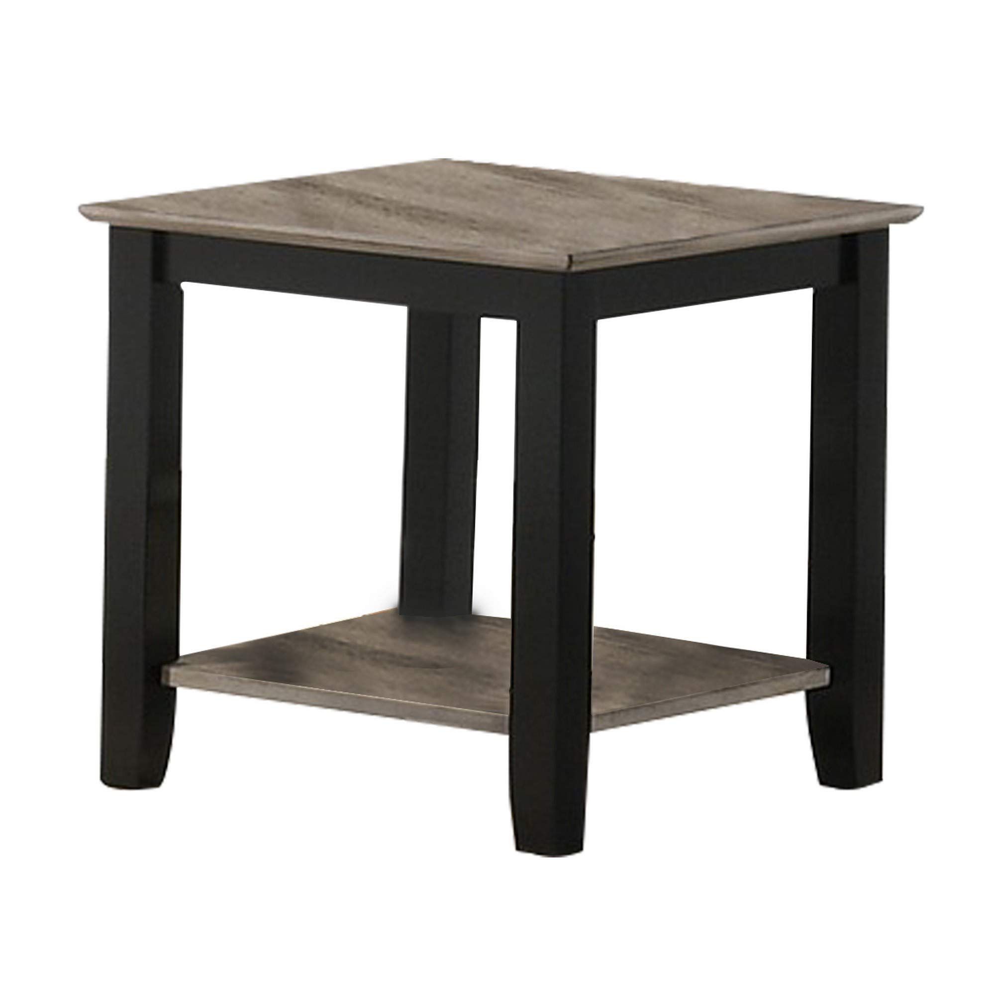 Benjara Wooden End Table with Open Shelf - Black and Gray Nightstand for Living Room, Bedroom, or Office - Modern Side Table with Storage Space