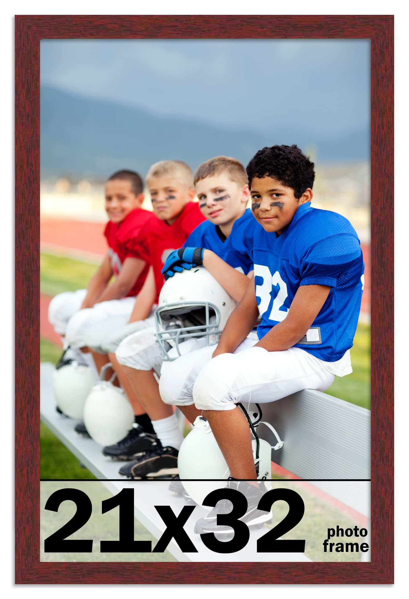 21x32 Inch Brown Wood Picture Frame - Shatterproof UV Acrylic Front & Acid-Free Backing - Modern Wall Photo Frame for Family Portraits, Living Room Decor, Bedroom Art Display - Includes Hanging Hardware (No Mat Included)