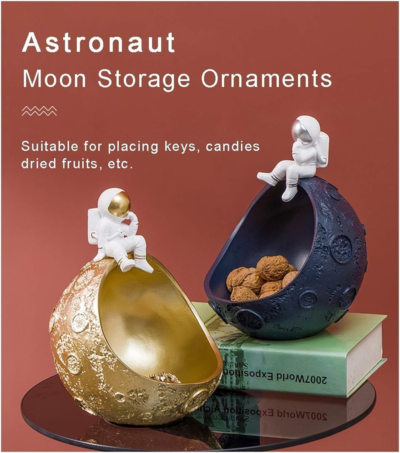Nordic Astronaut Style Key Bowl - Decorative Resin Tray for Entryway, Coffee Table, Jewelry & Watch Organizer - Golden A | Perfect for Home Decor, Gift Giving & Small Item Storage