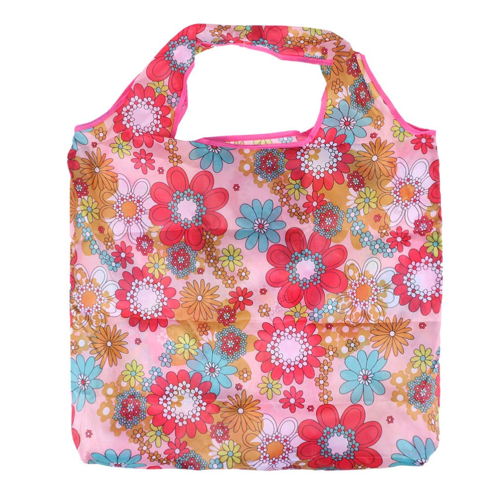 BESPORTBLE 2 Pack Reusable Grocery Bags - Foldable, Washable Shopping Tote Bags with Sturdy Handles (Pink) - Perfect for Groceries, Beach Trips, and Daily Errands