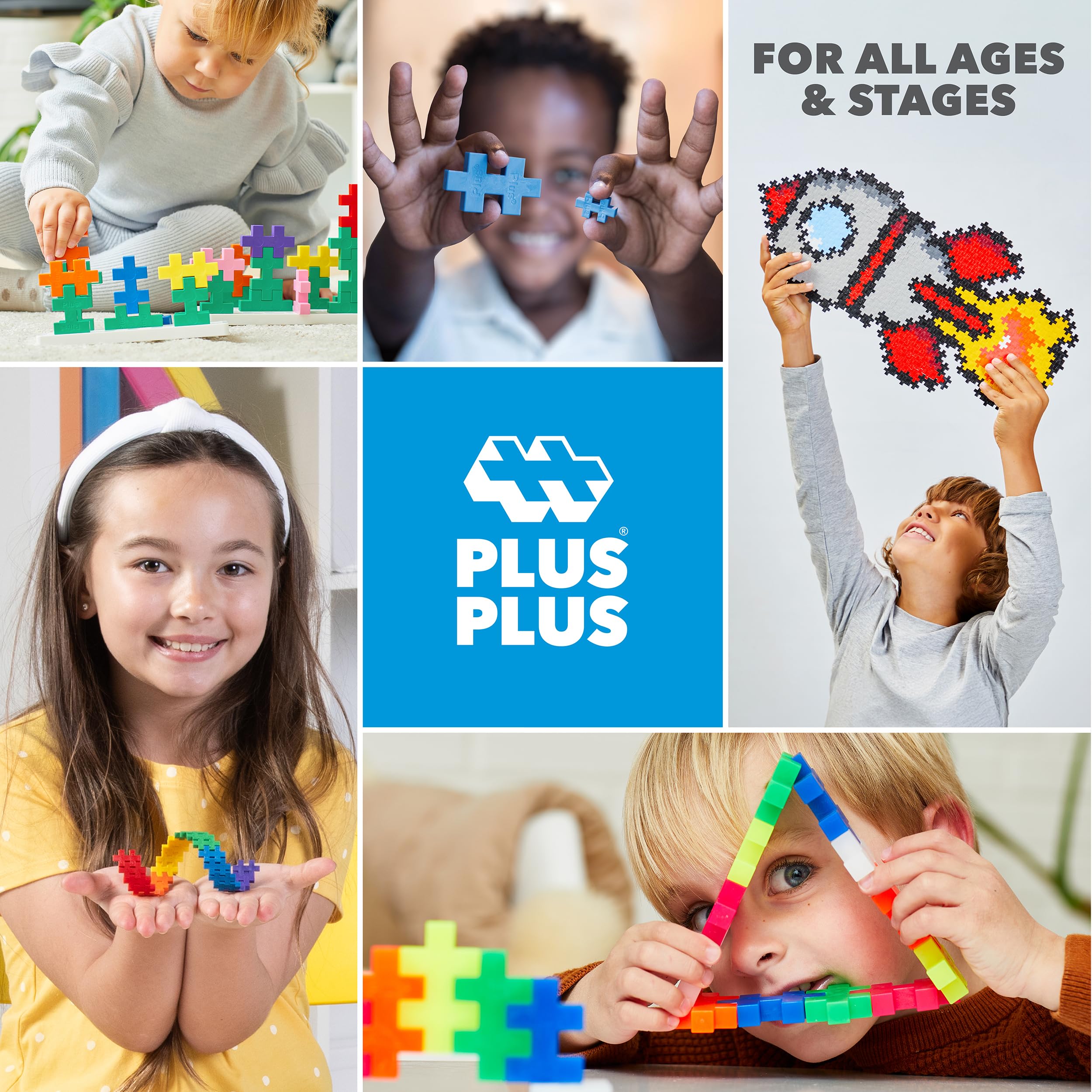 PLUS PLUS Open Play Building Set - 3,600 Piece STEM Construction Toy with Storage Tub | Basic Color Mix Interlocking Puzzle Blocks for Kids | Creative Learning & Educational Play | Perfect for Classroom, Birthday Gifts & Family Bonding Activities