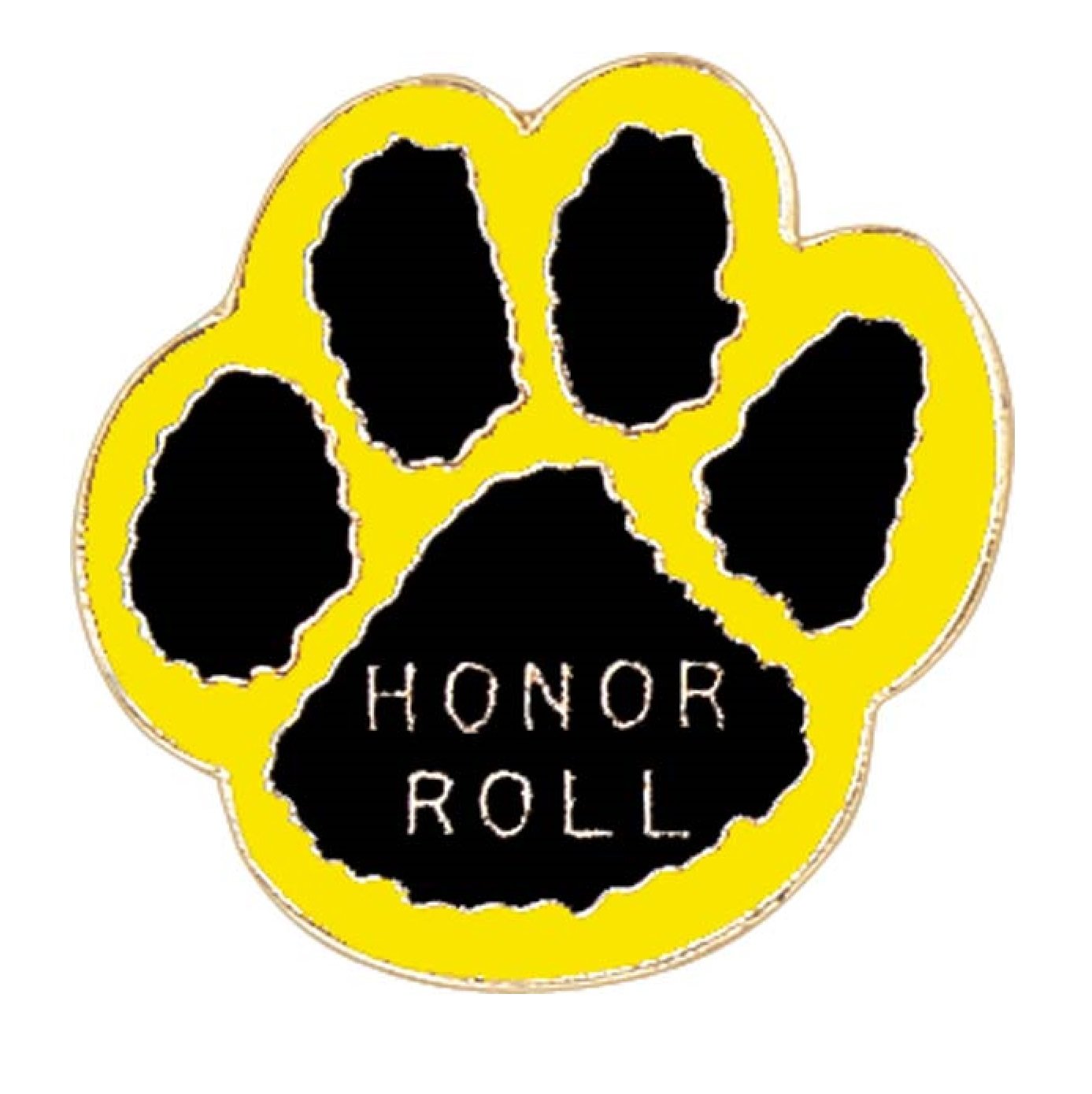 50 Pack Black and Yellow Paw Print Honor Roll Lapel Pins - Perfect for School Awards, Teacher Recognition & Student Achievements