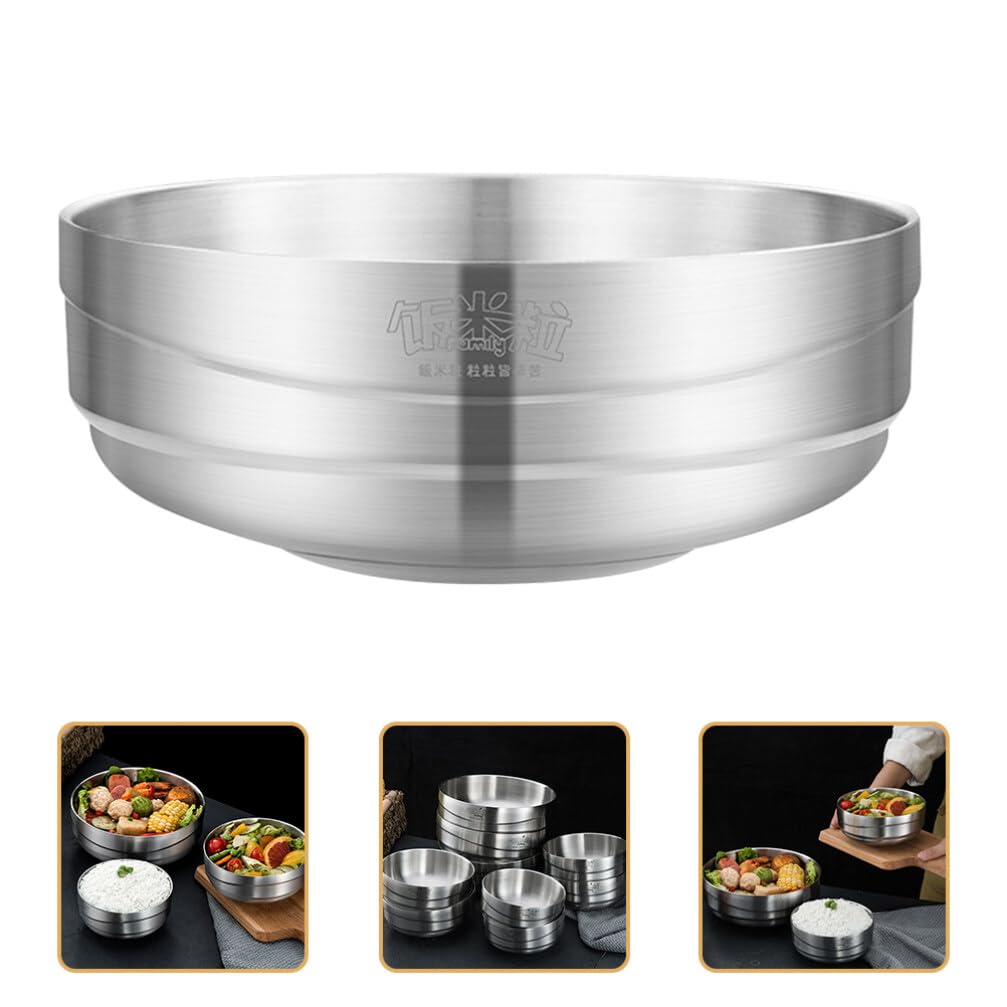 PRETYZOOM Stainless Steel Double-Layer Soup Bowl - Insulated Food Container for Hot & Cold Dishes - Durable Kitchen Tableware for Home, Office, Camping & Outdoor Use