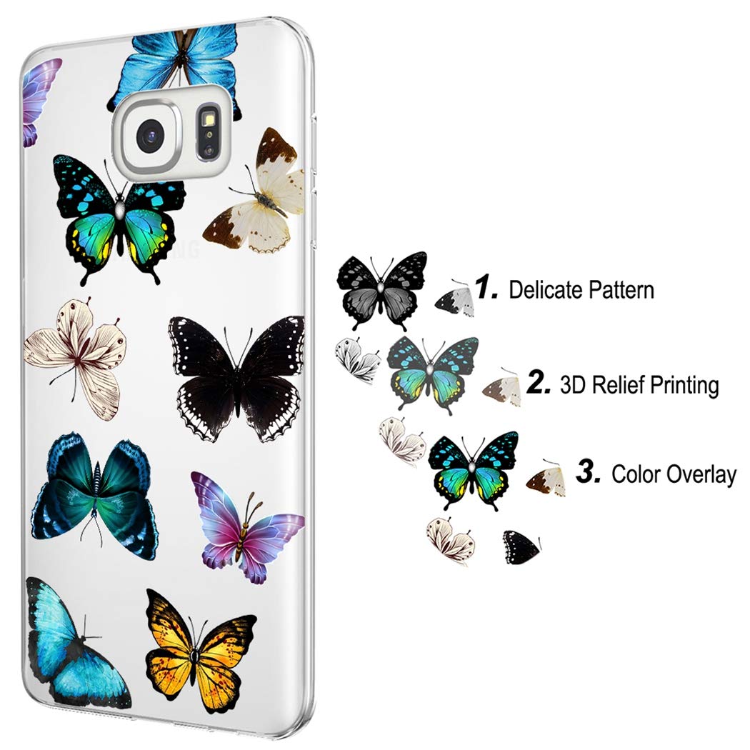 Samsung Galaxy S7 Phone Case for Women - Slim Shockproof Clear Floral TPU Protective Cover with Butterfly Design | Perfect for Everyday Use, Work & Travel