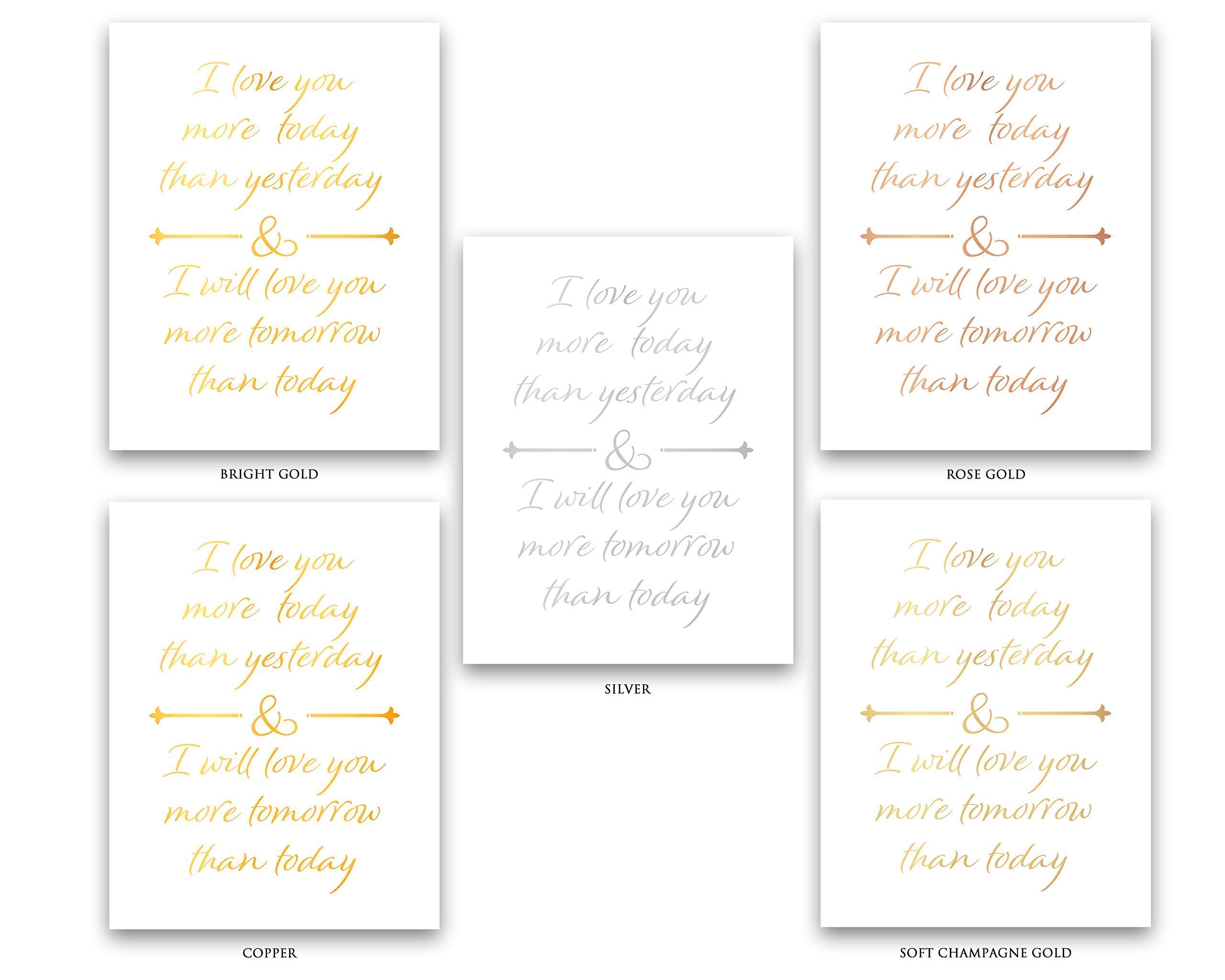 Romantic Love Quotes Wall Art - Gold Foil Print Unframed Poster for Couples, Wedding, Anniversary Gift | Bedroom, Living Room, Office Decor