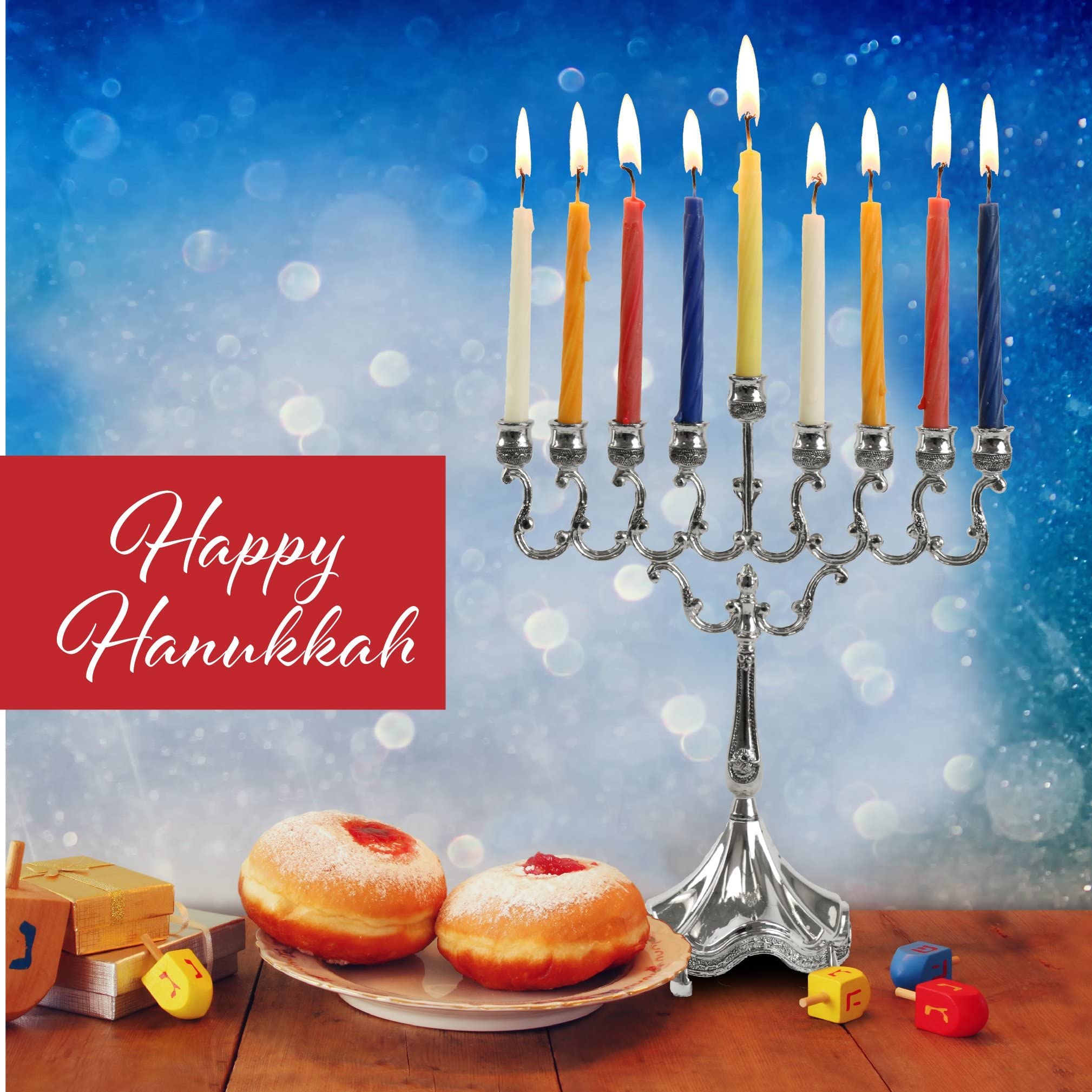 Silver Plated Hanukkah Menorah for Standard Candles - 8.5