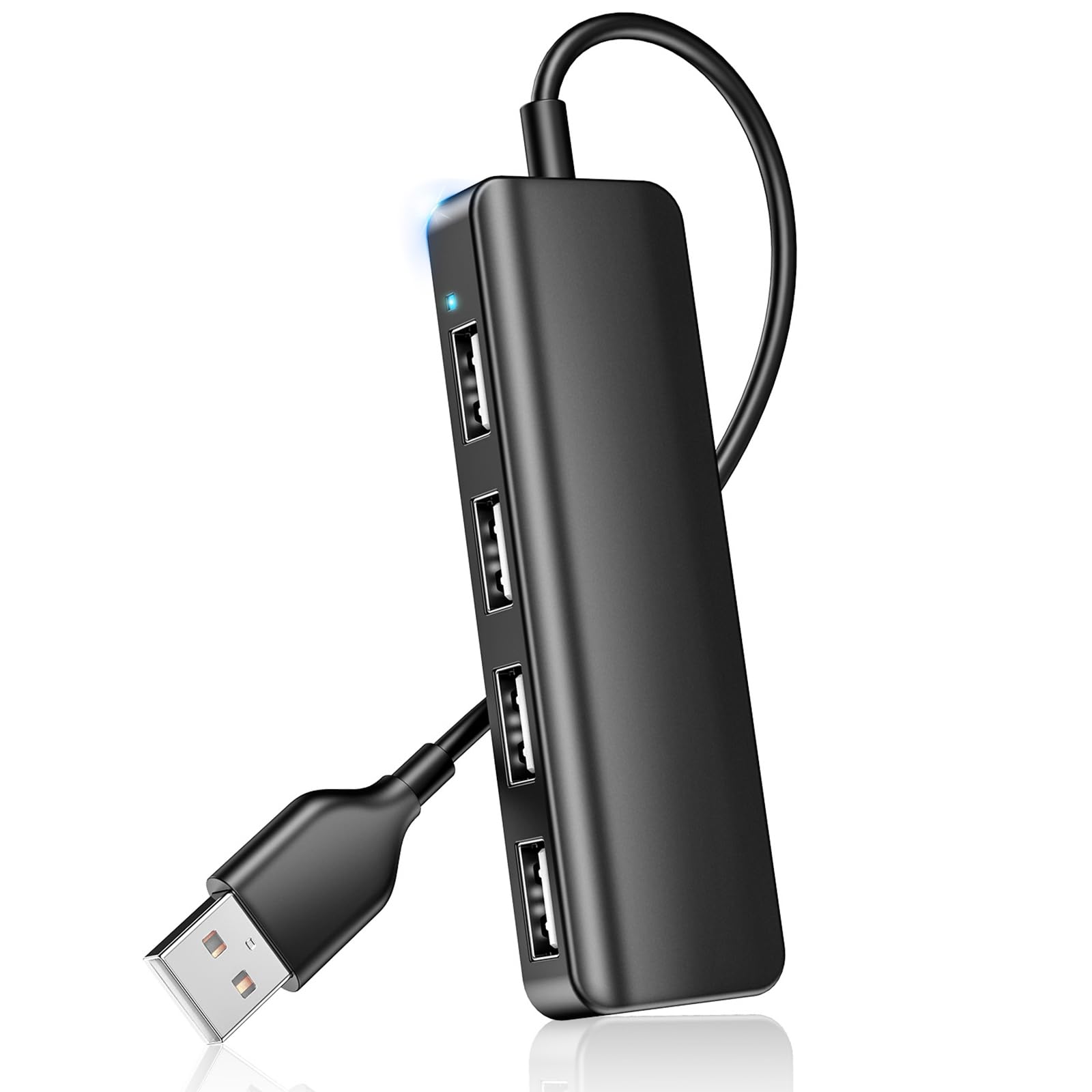 4-Port USB 2.0 Hub Splitter - High-Speed Data Transfer & Charging Station for Laptop, PC, Flash Drive, Gaming Console, Printer, Camera, Keyboard & Mouse - Perfect for Home Office, Gaming Setup & Remote Work