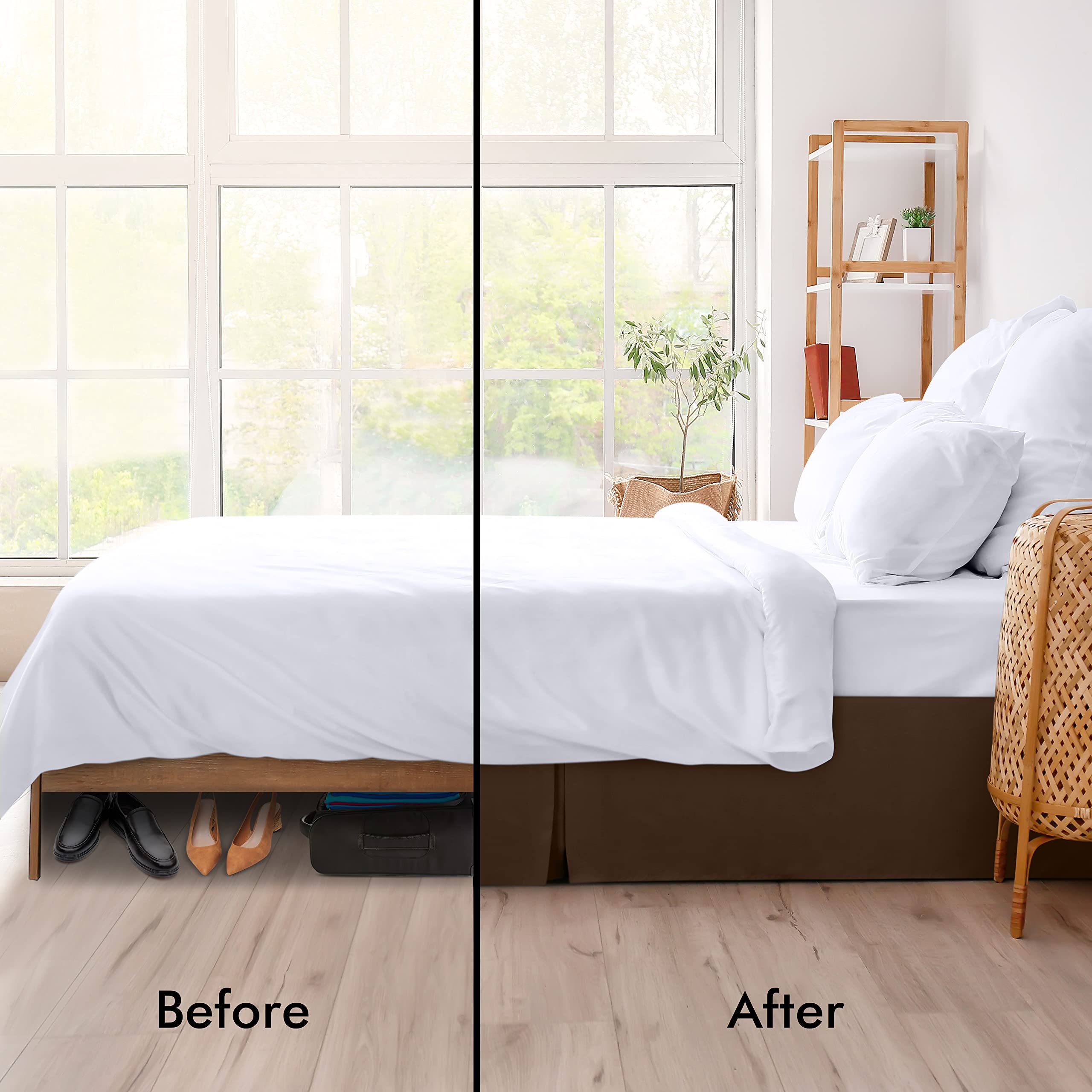 Utopia Bedding King Size Bed Skirt - Soft Quadruple Pleated Ruffle Design - 16 Inch Tailored Drop for Perfect Fit - Hotel Quality, Shrinkage & Fade Resistant (King, Brown) - Ideal for Master Bedrooms, Guest Rooms & Luxury Hotel Decor