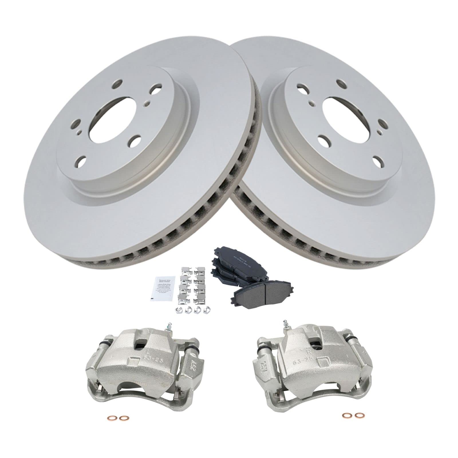 Premium Front Brake Pad & Rotor Kit - Semi-Metallic Vented G-Coated Brake Caliper Set for 2006-2012 Toyota RAV4 - Enhanced Stopping Power for City Driving & Highway Safety
