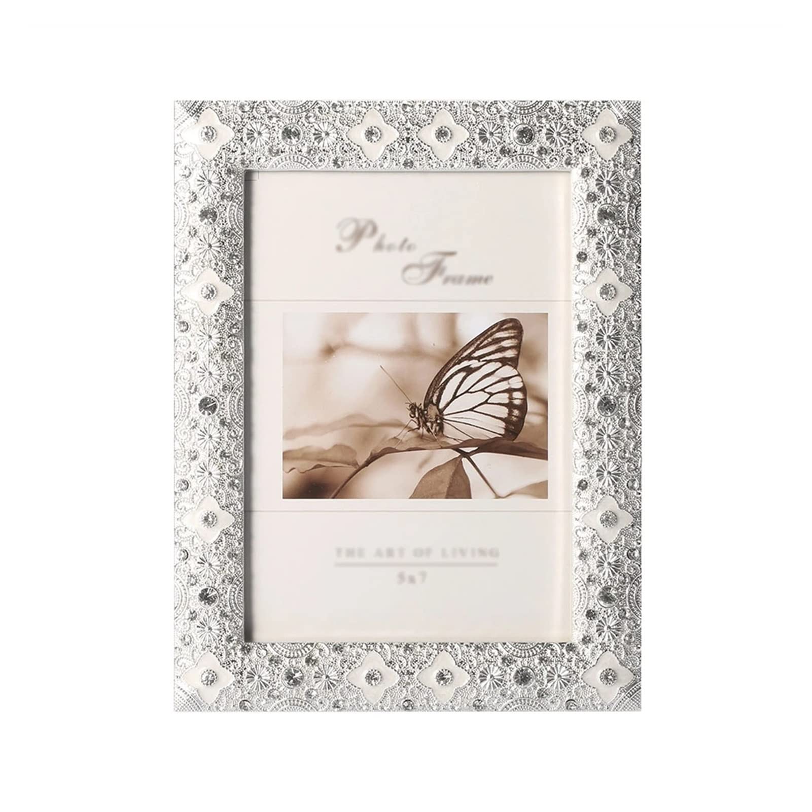 Elegant Silver Metal Photo Frame with Embossed Flowers - Perfect for Wedding Couples, Desktop Display & Wall Hanging Home Decor | Ideal for Anniversaries, Gifts & Living Room Decorations