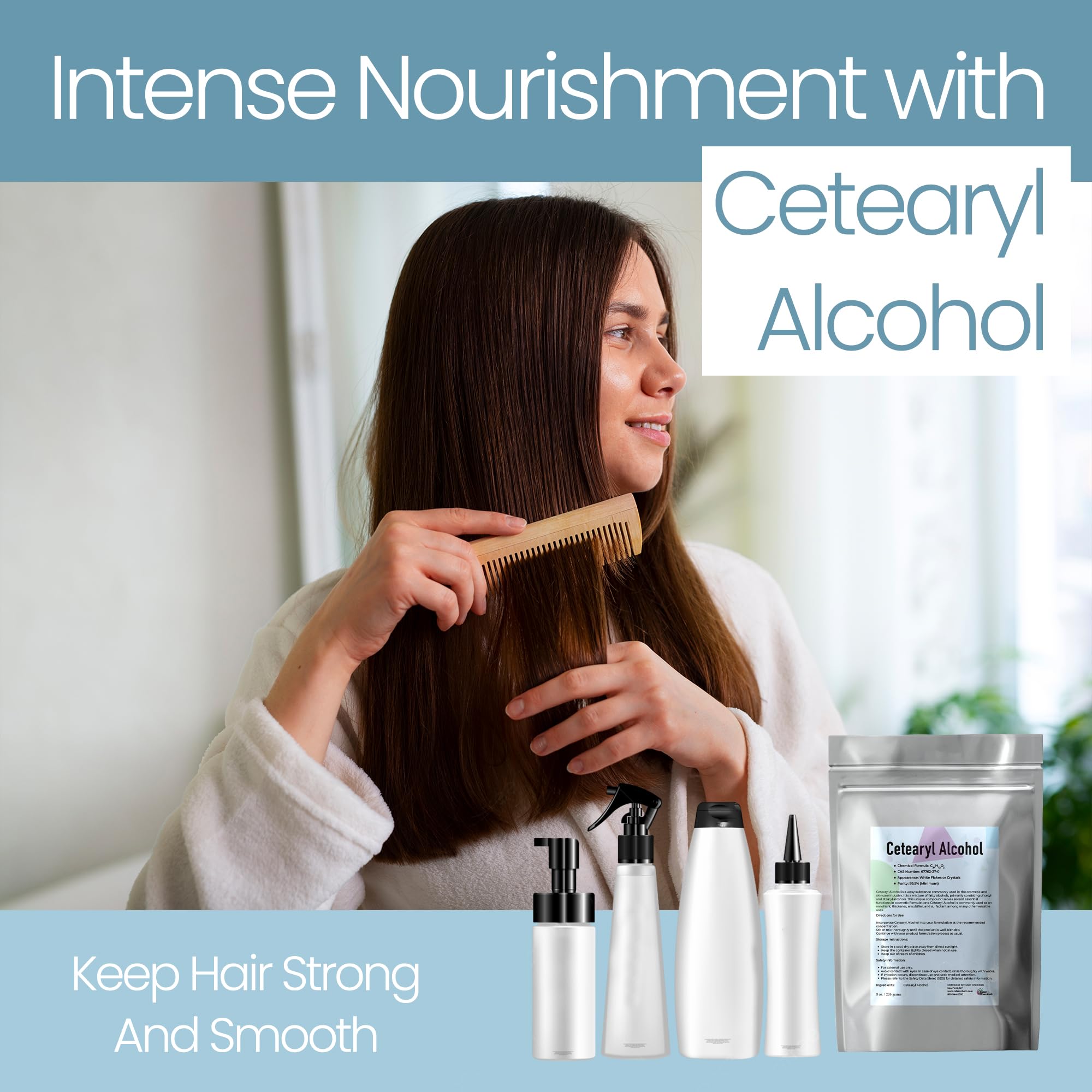 Premium Cetearyl Alcohol 16 Oz (453.6g) - Organic Emulsifying Wax for DIY Cosmetics, Body Butter, Conditioners, Scrubs & Creams | Talsen Chemicals | Perfect for Homemade Skincare & Haircare Products