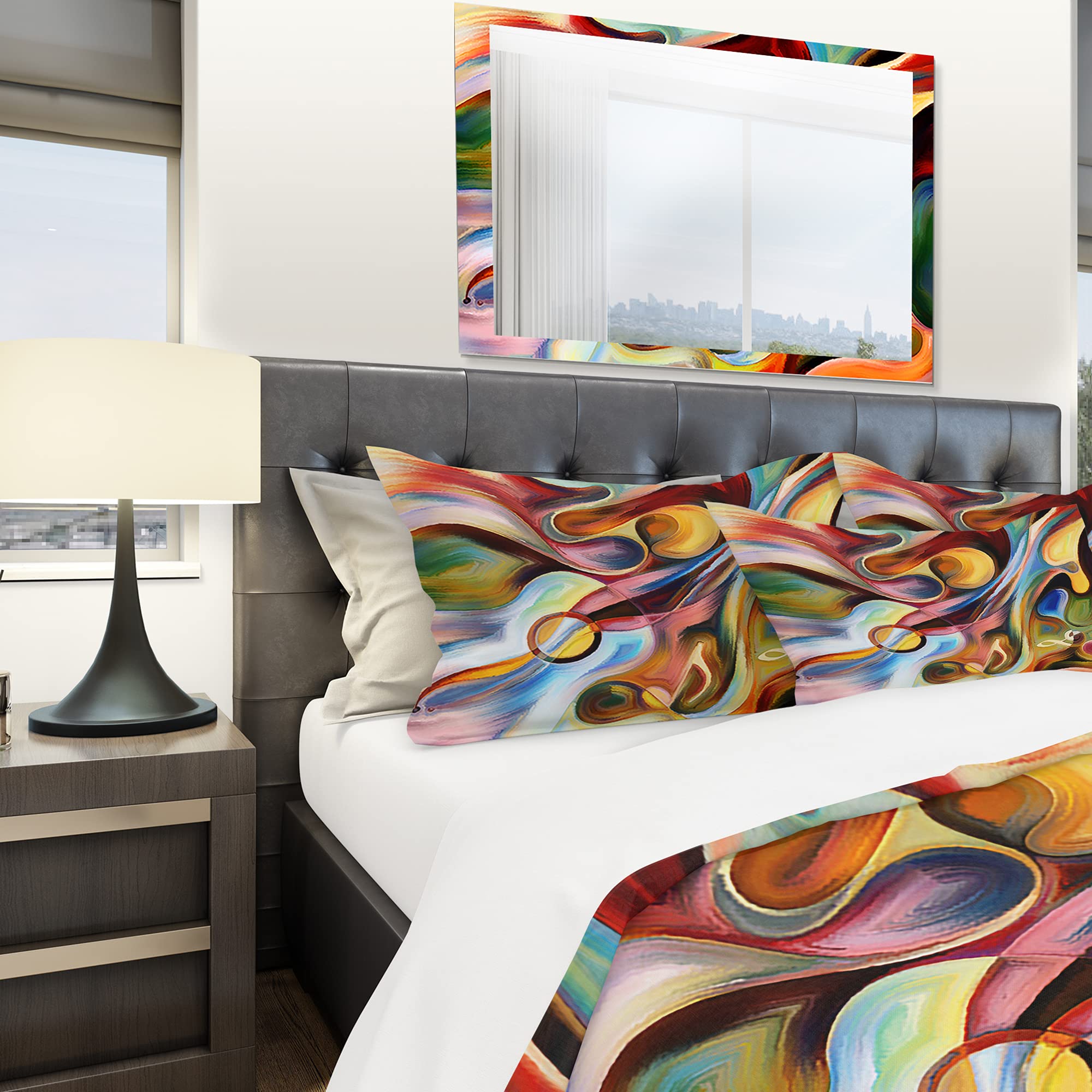 DesignQ Modern Abstract Yellow Duvet Cover Set King Size - 3 Piece Contemporary Bedding Set for All Seasons | Perfect for Master Bedrooms, Guest Rooms & Modern Home Decor