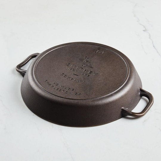 Smithey Ironware 14-Inch Dual Handle Cast Iron Skillet - Polished Cast Iron Frying Pan for Roasting, Frying, Grilling & BBQ - Made in USA - Perfect for Camping, Outdoor Cooking & Home Kitchen Use