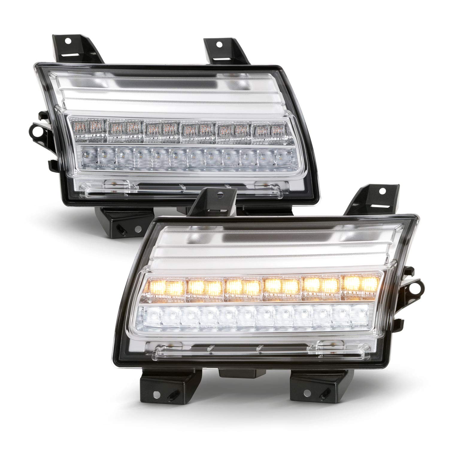 AKKON LED Sequential Turn Signal Lights for 2018-2023 Jeep Wrangler JL - Chrome Bumper Parking Lights Pair (Left+Right) - Upgrade Your Off-Road Style & Nighttime Visibility