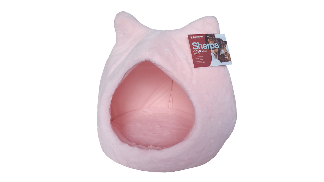 Brooklands Cozy Cat Cave Bed - Soft Pink Pet Bed for Cats & Small Dogs - Perfect for Indoor Napping & Lounging