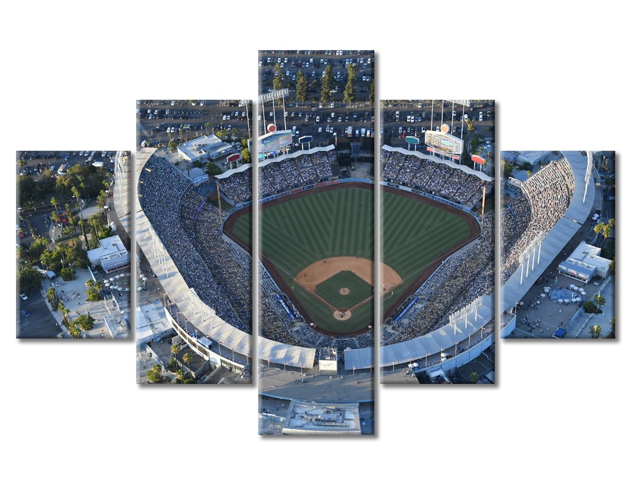 TUMOVO Los Angeles Dodgers Baseball Stadium Canvas Wall Art - 5 Piece Set for Home & Office Decor - Ready to Hang Sports Painting (60
