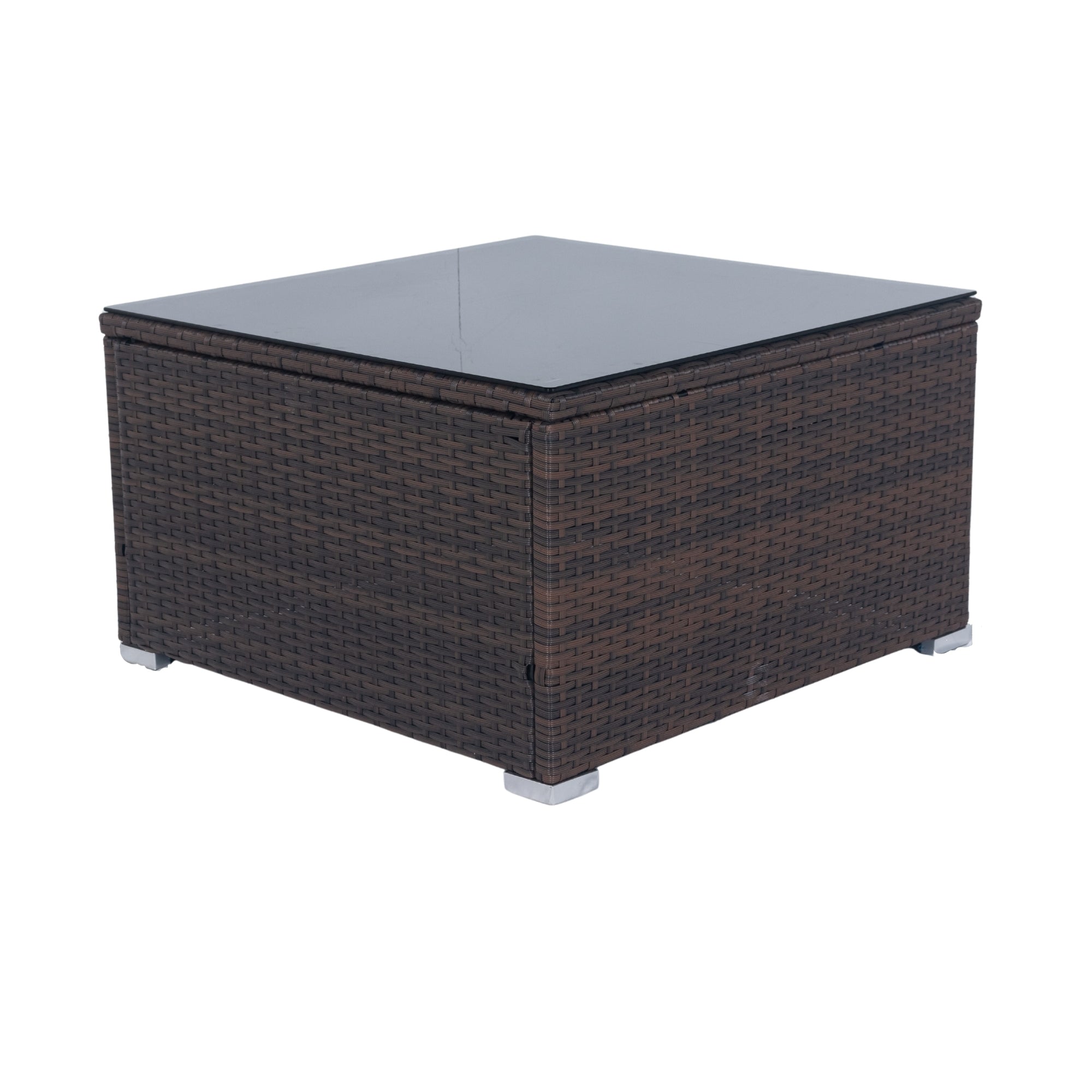 11-Piece Brown Wicker Patio Conversation Set with White Cushions - 10-Seater Outdoor Sectional Sofa with 3 Under-Seat Storage Boxes - Perfect for Garden, Backyard, Poolside & Terrace Relaxation