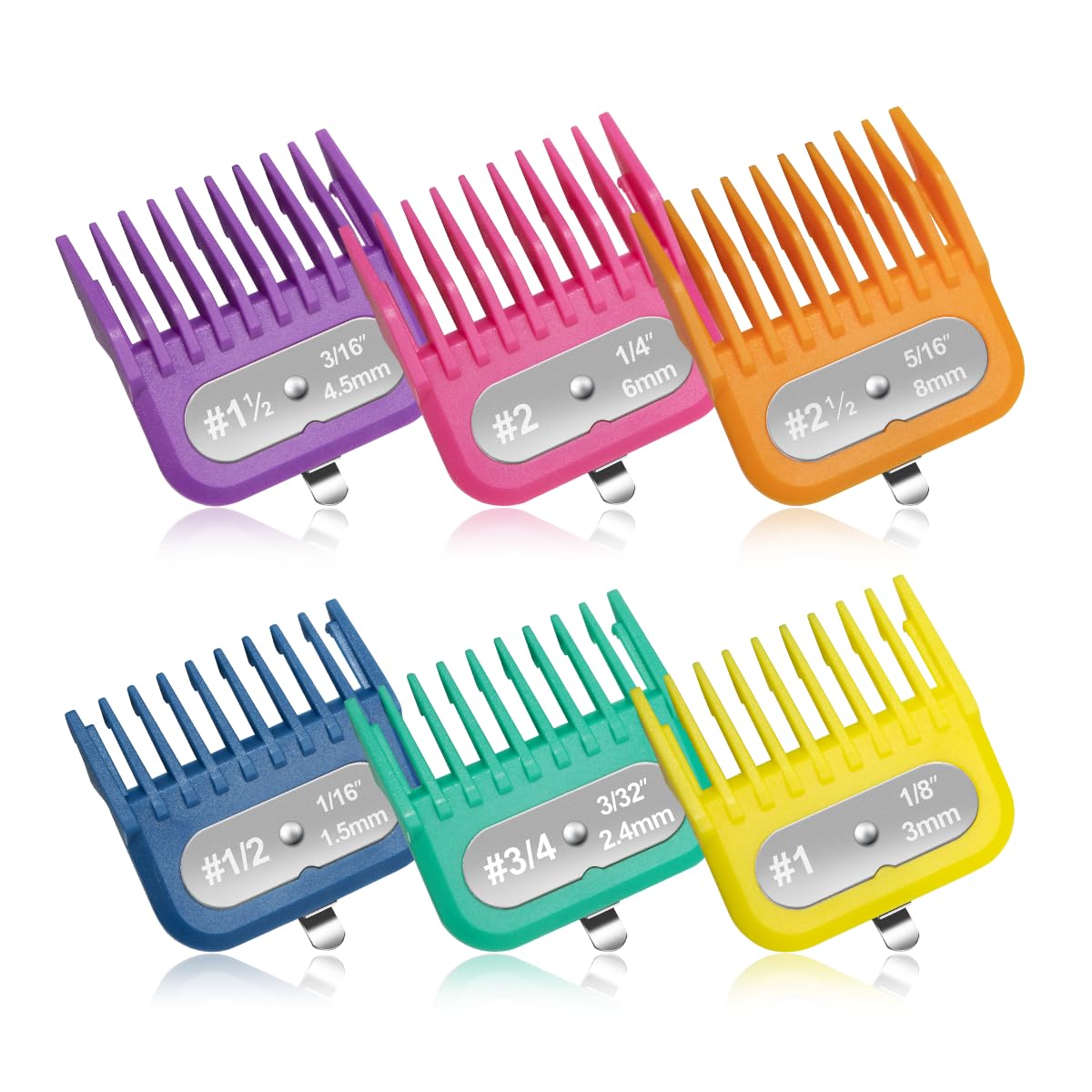 Premium Wahl & Babyliss FX870 Clipper Guards Set - 6 Color-Coded Replacement Guides (1/16
