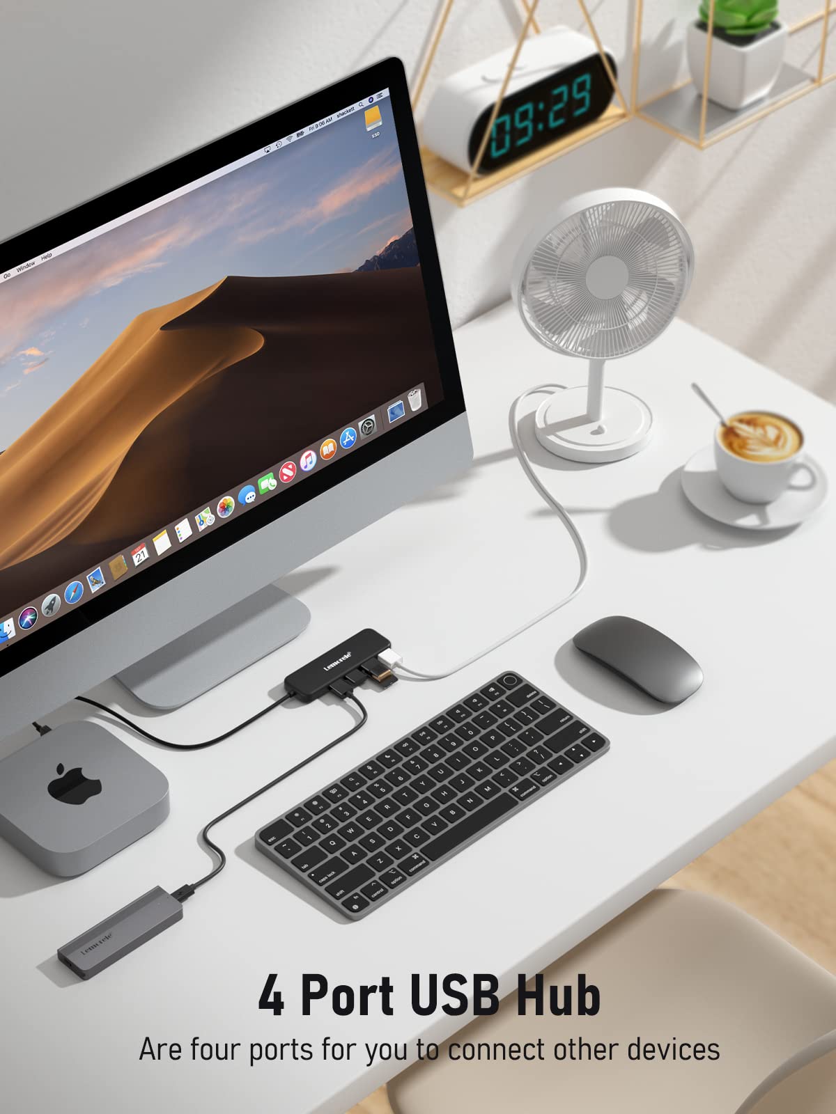 Lomorele 4-Port USB 3.0 Hub Ultra Slim Portable Data Hub - High-Speed USB Splitter for Laptop, PC, MacBook - Perfect for Home Office, Gaming & Multi-Device Charging Station