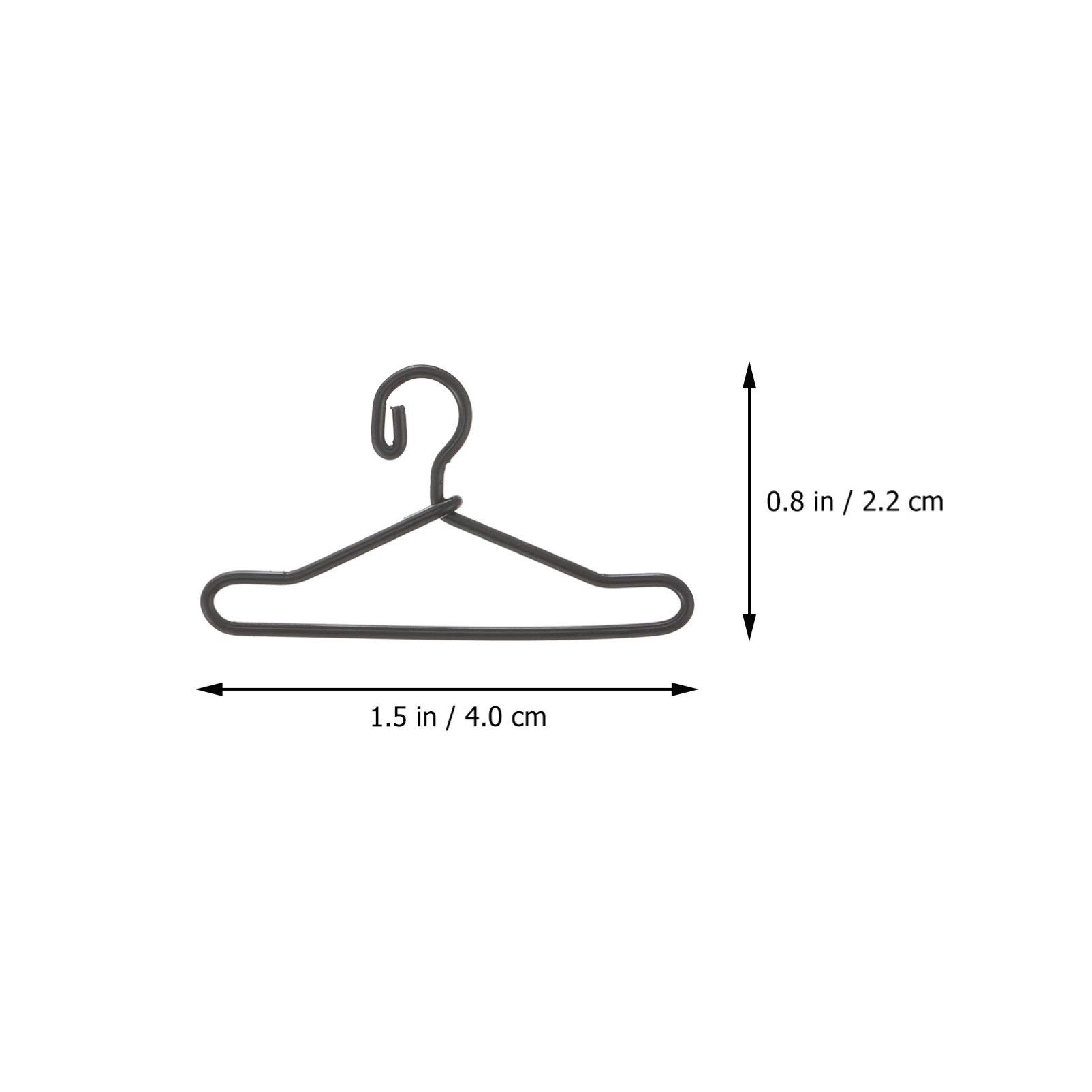 MILISTEN 50PCS Miniature Metal Doll Clothes Hangers - 4X2.2CM Black Doll Dress Holders for Barbie, American Girl & Fashion Dolls - Perfect for Doll House Closet Organization & Outfit Display