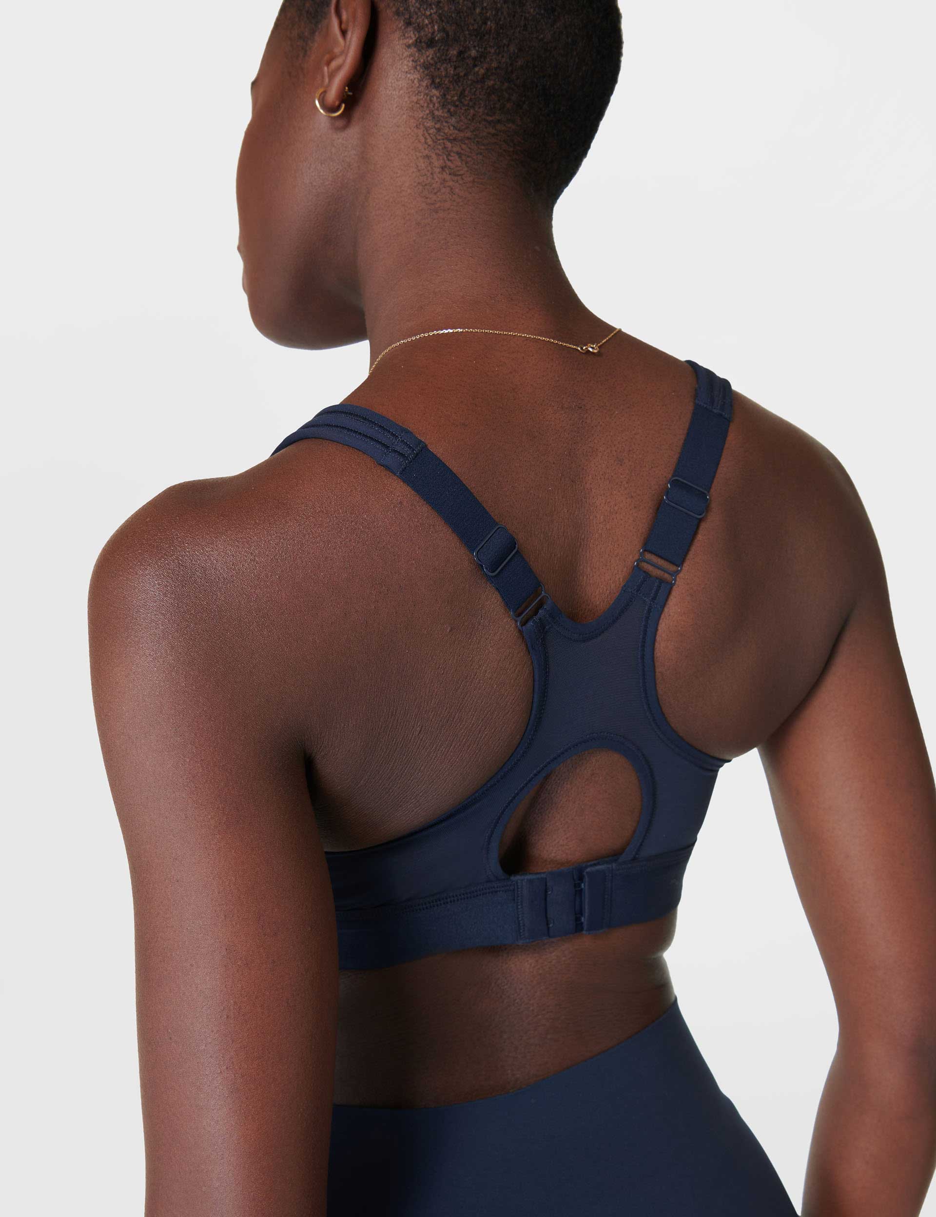 Power Pro Running Bra for Women - High Support Sports Bra - Moisture Wicking & Breathable - Navy Blue - Perfect for Running, Yoga & Gym Workouts