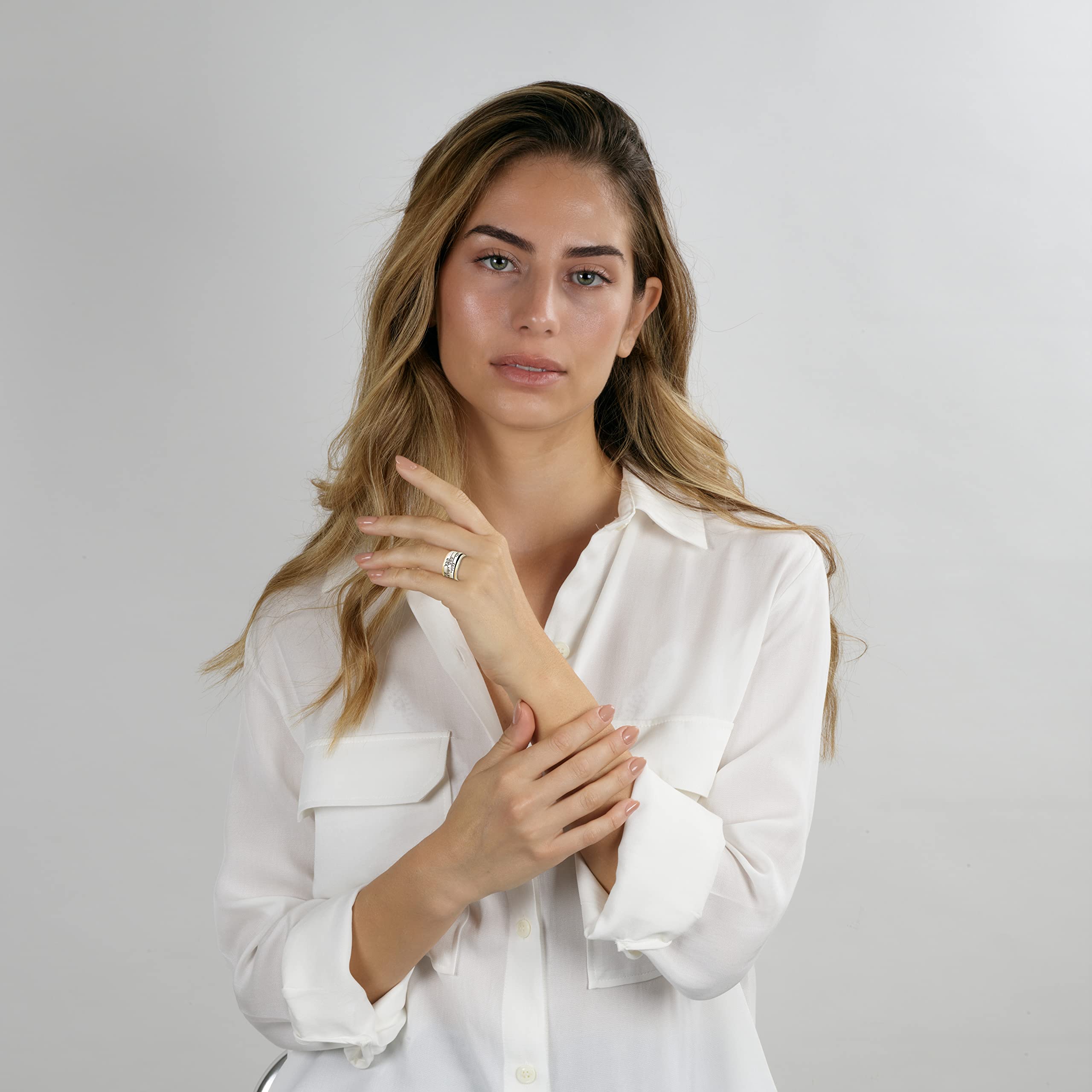 925 Sterling Silver & 9k Gold Spinner Rings - Bible Verse Jewelry with 'This Too Shall Pass' & 'I am My Beloved' Engravings | Kabbalah Blessing Rings, Solomon & Shema Rings | Hebrew Jewish Jewelry from Holy Land | Perfect Spiritual Gifts for Men & Women | Ideal for Daily Wear, Religious Occasions & Meaningful Gift Giving